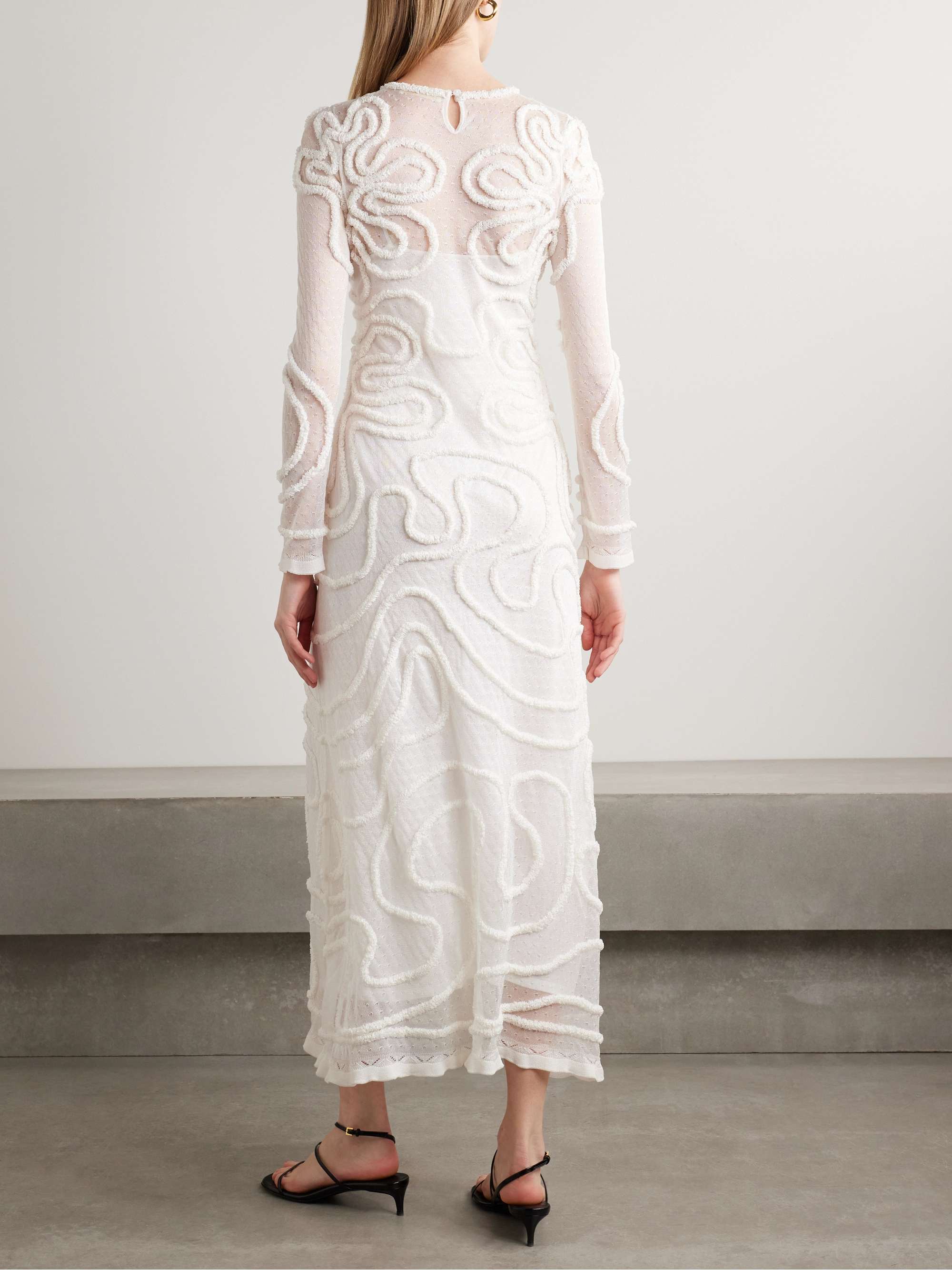 Valentina appliquéd pointelle-knit midi dress view