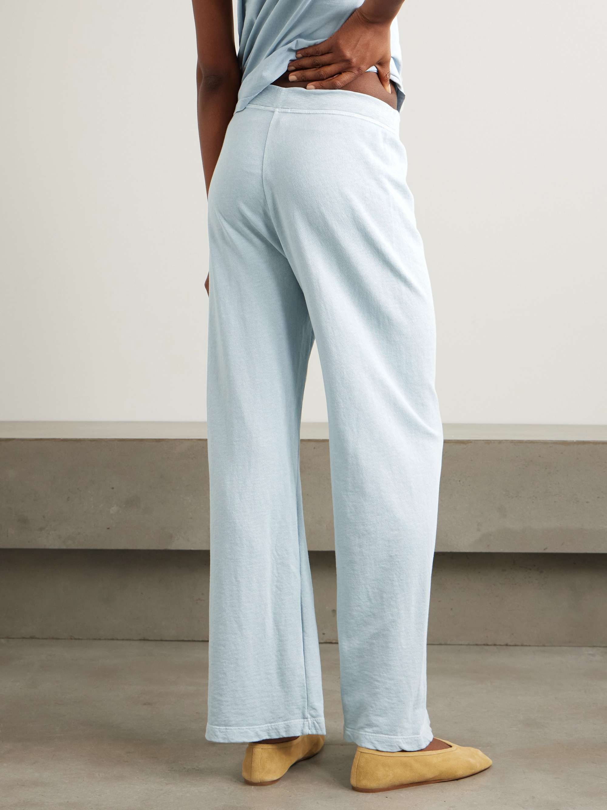 Cotton-terry wide-leg track pants view