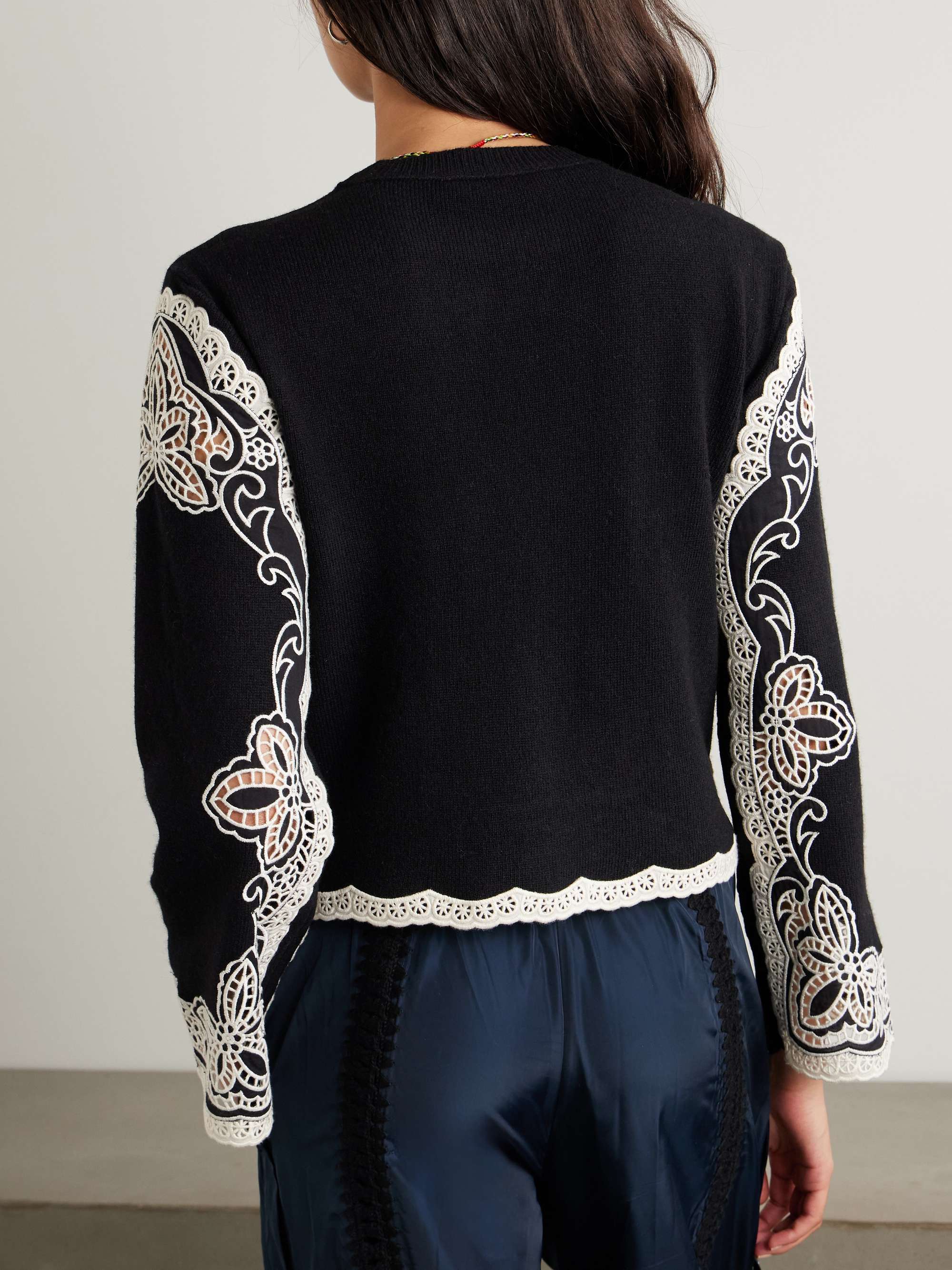 Gianna broderie anglaise-paneled wool sweater view