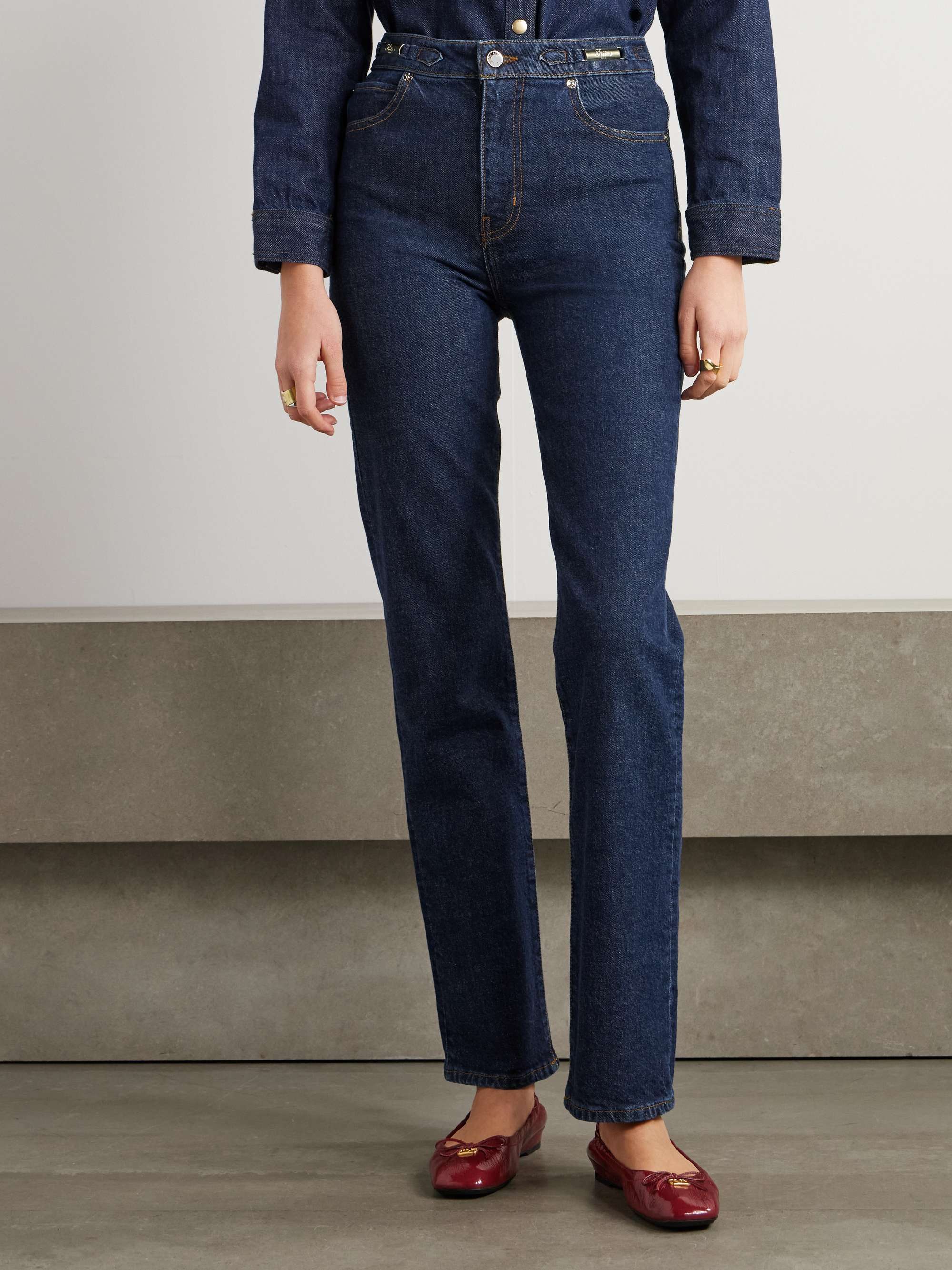 + Ritz Paris The Ruler embellished high-rise straight-leg jeans view
