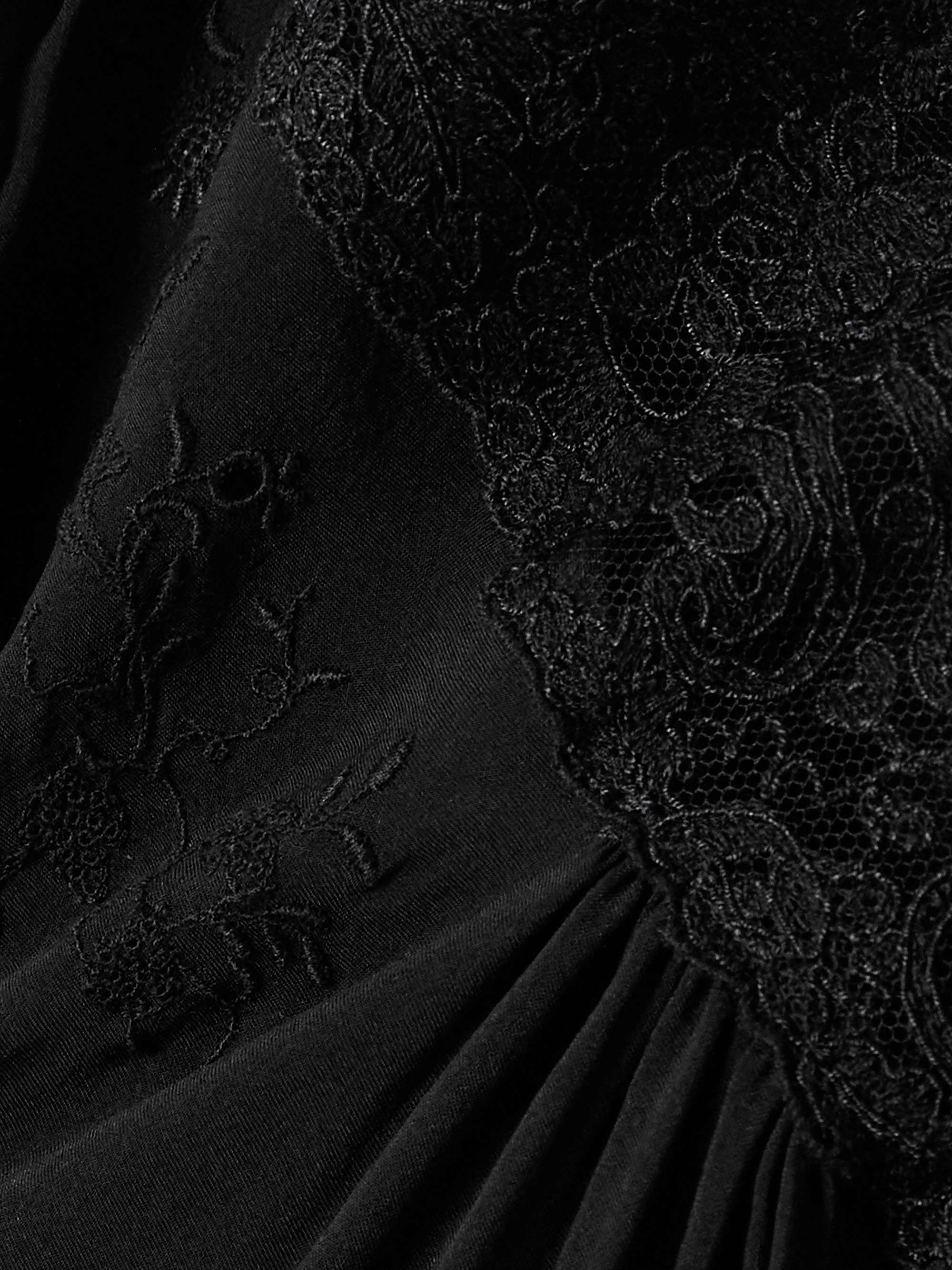 Lace-trimmed organic silk-charmeuse midi dress view
