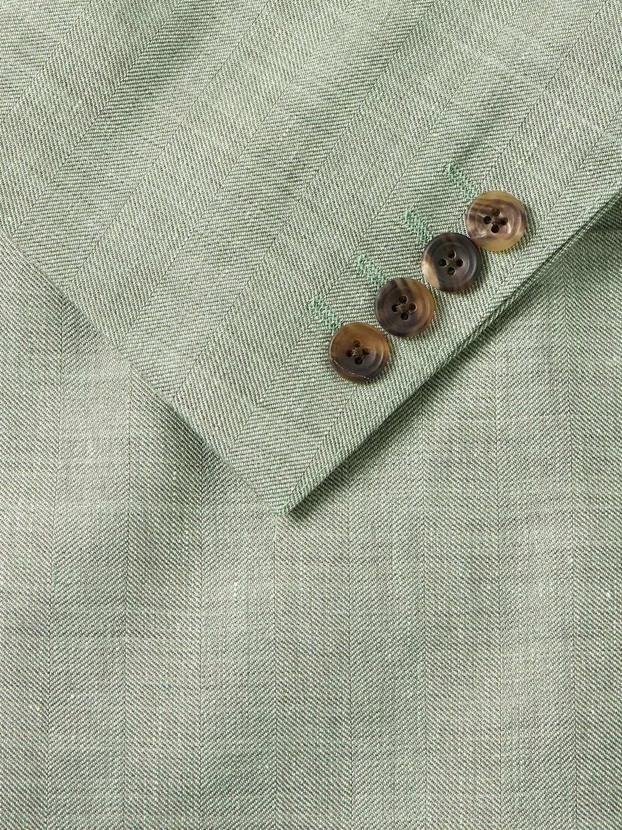 Hepworth Double-Breasted Herringbone Linen and Wool-Blend Suit Jacket view