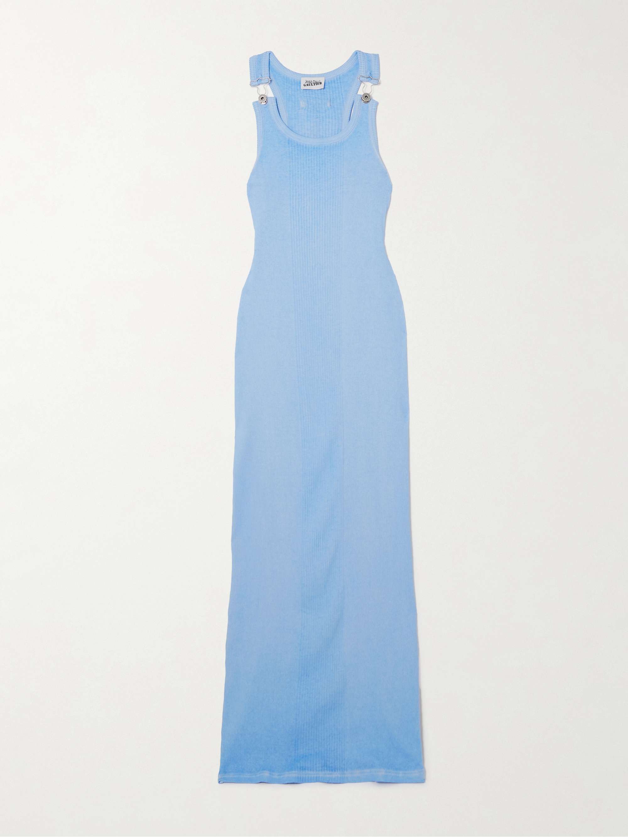 Paneled buckled ribbed cotton-jersey maxi dress hero visual