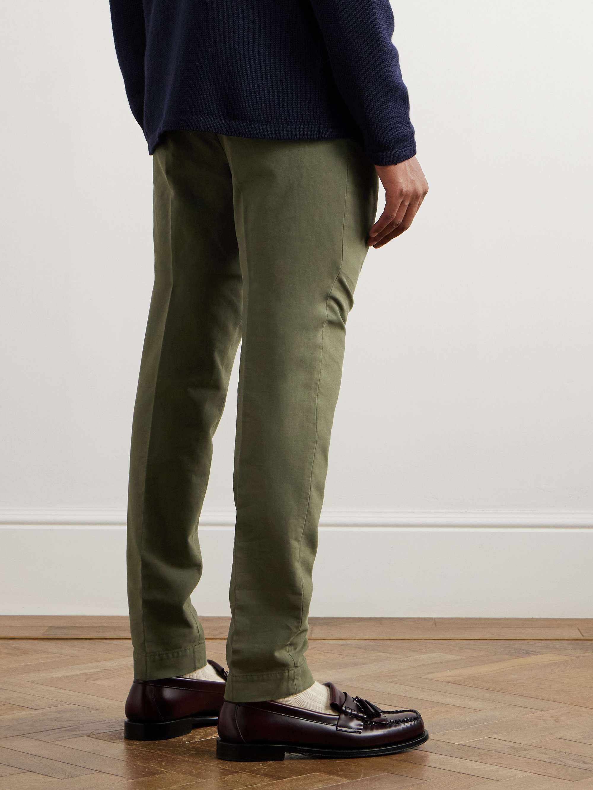 Venezia 1951 Straight-Leg Pleated Stretch-Cotton Trousers view
