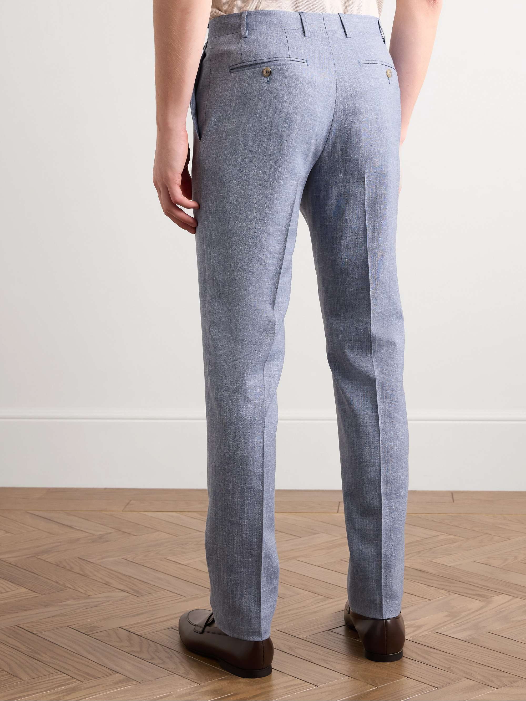 Kei Slim-Fit Straight-Leg Wool, Silk and Linen-Blend Suit Trousers view