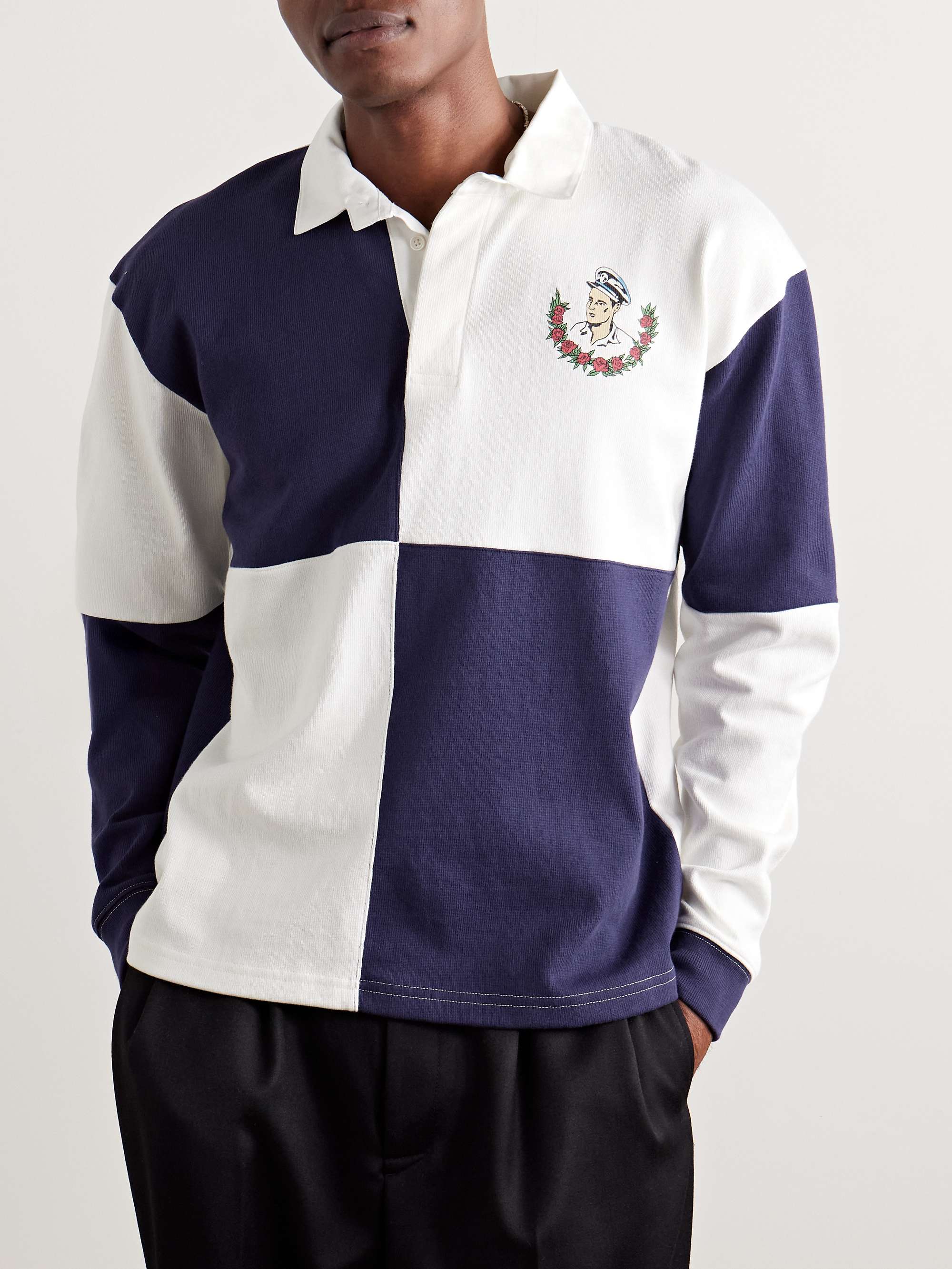 Grandfather Appliquéd Printed Cotton Polo Shirt view