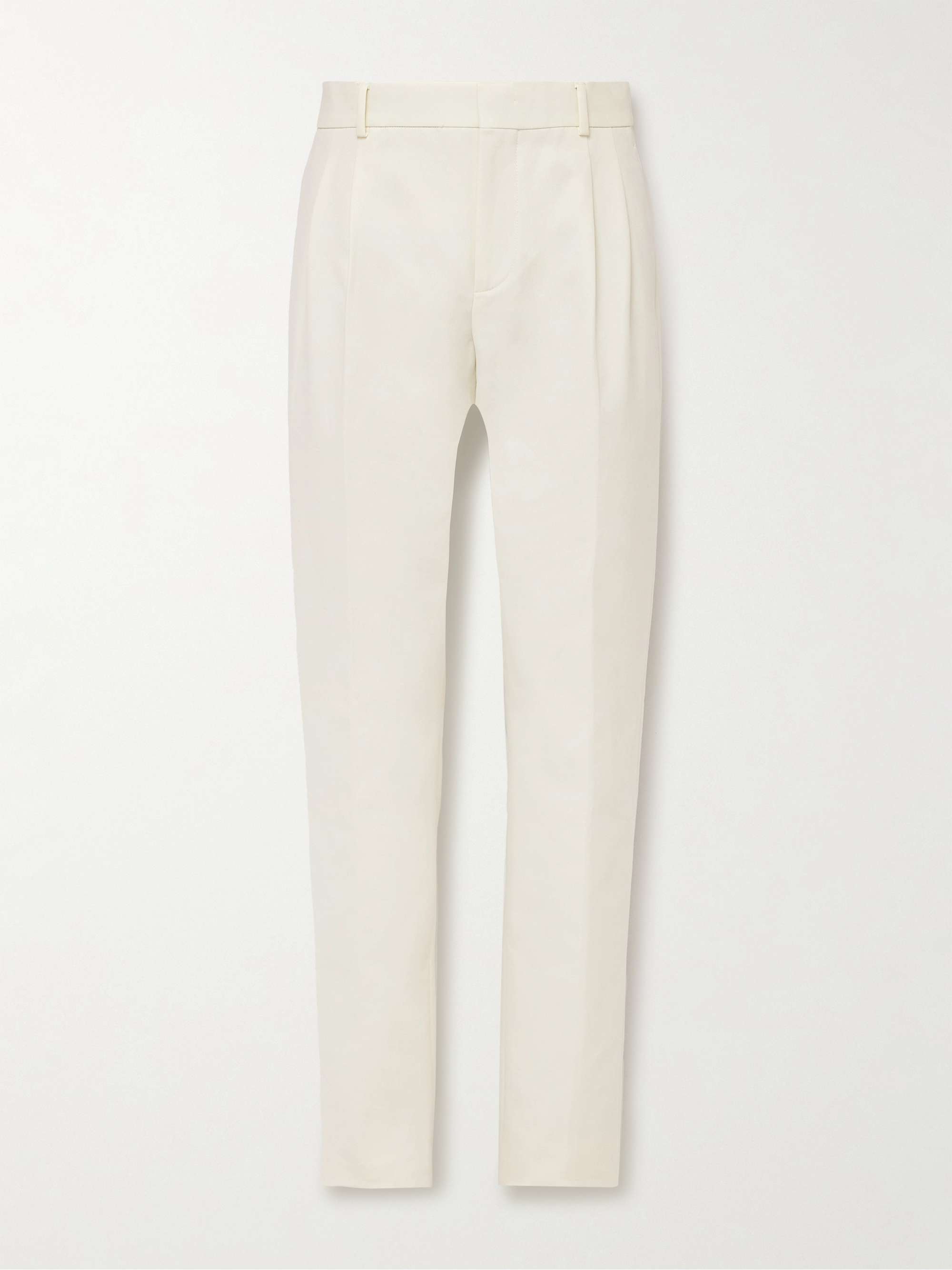 City Slim-Fit Tapered Pleated Double-Faced Cotton Trousers hero visual