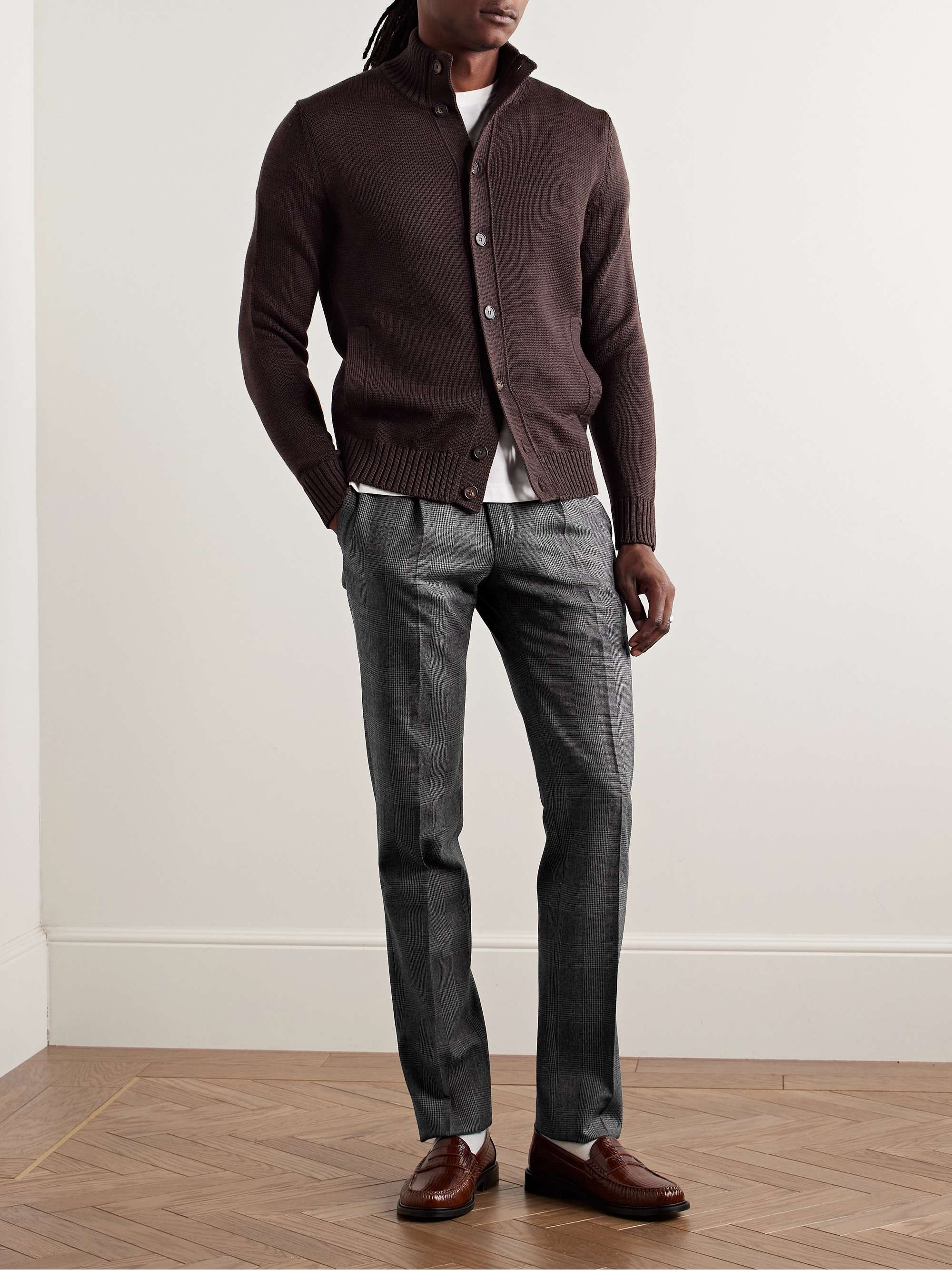 Venezia 1951 Slim-Fit Pleated Prince of Wales Checked Virgin Wool-Blend Trousers view