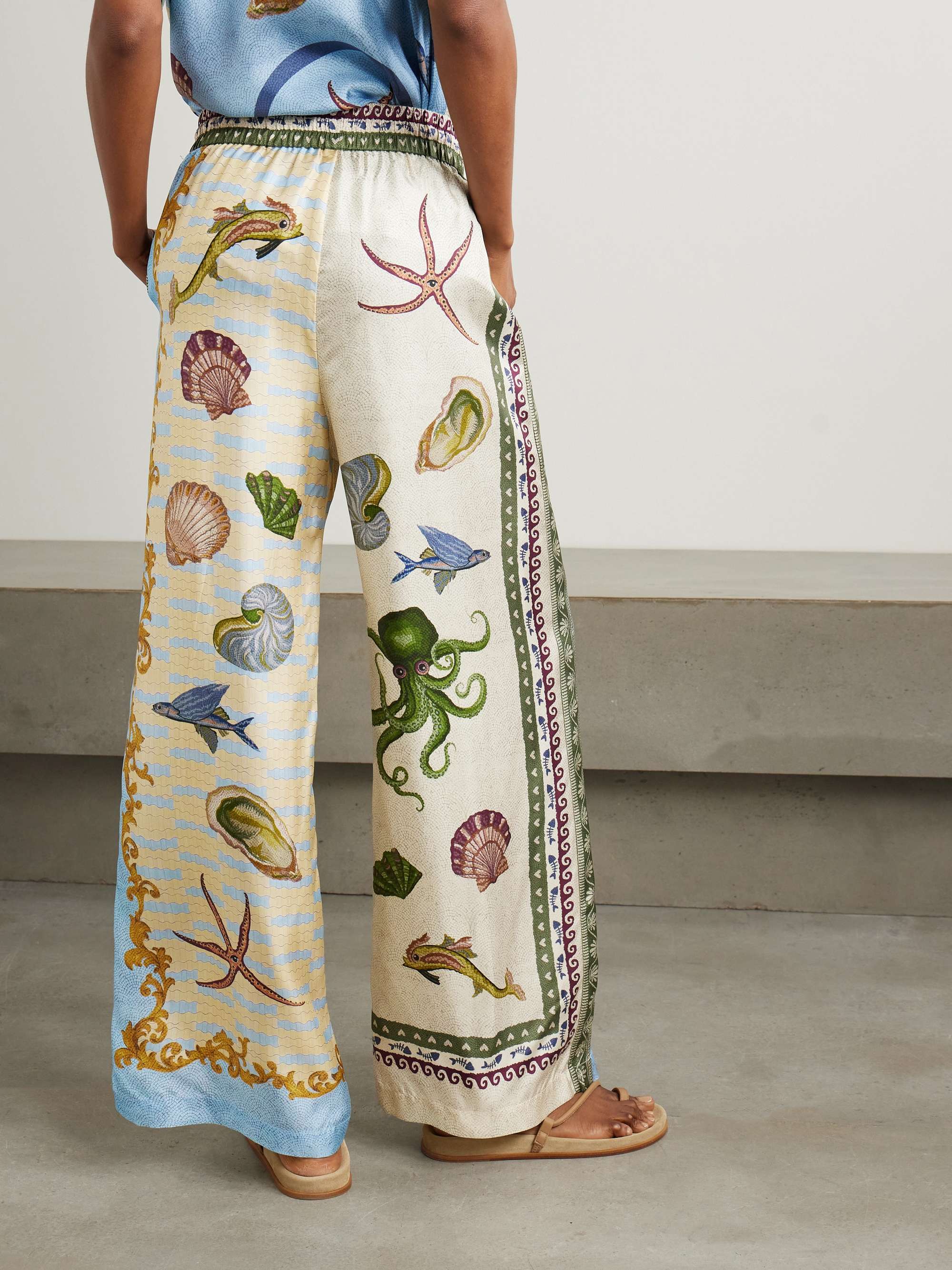 + Sam Pauletto Bath House printed silk-twill wide-leg pants view