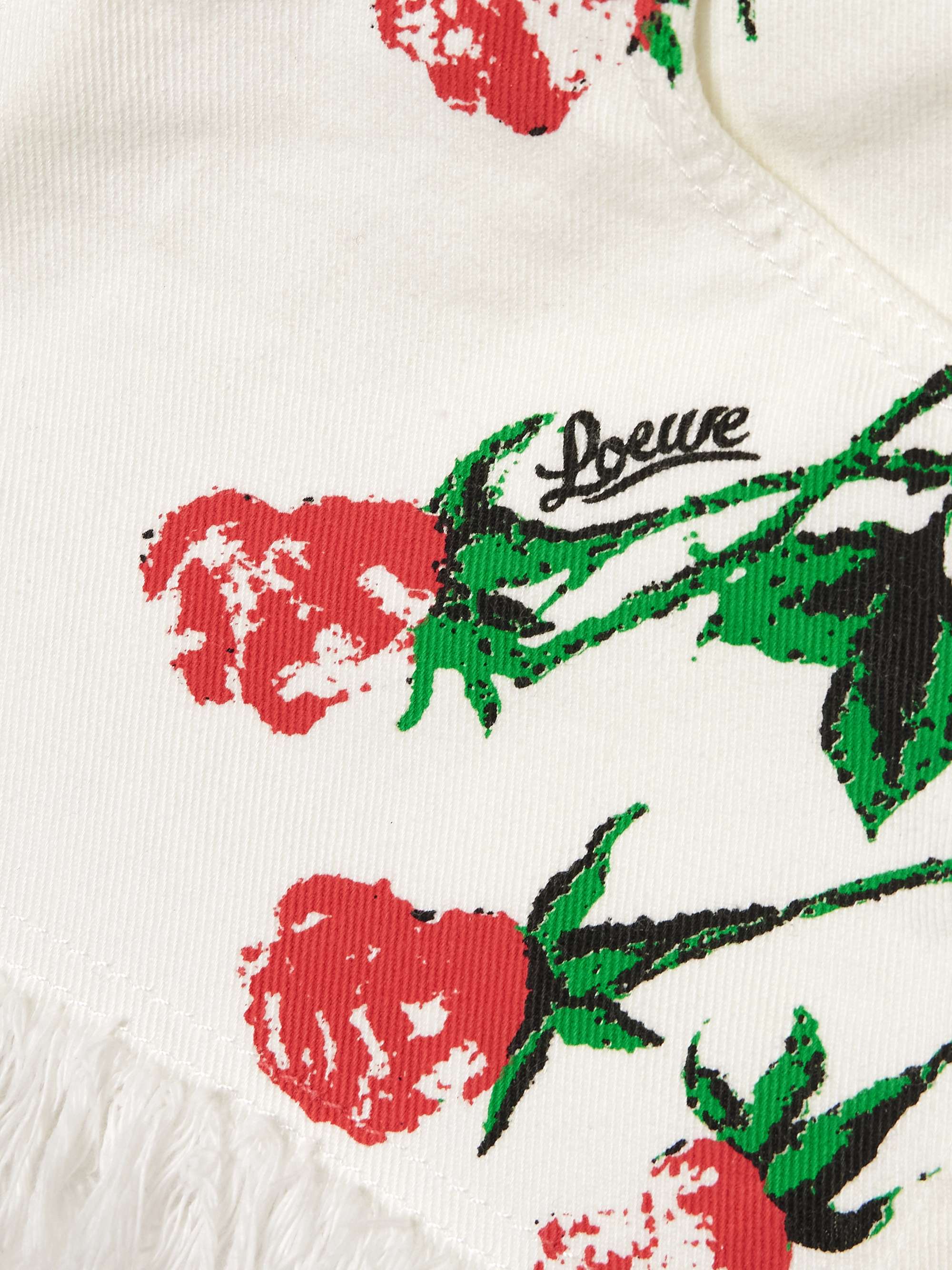 + Paula's Ibiza frayed floral-print denim shorts view