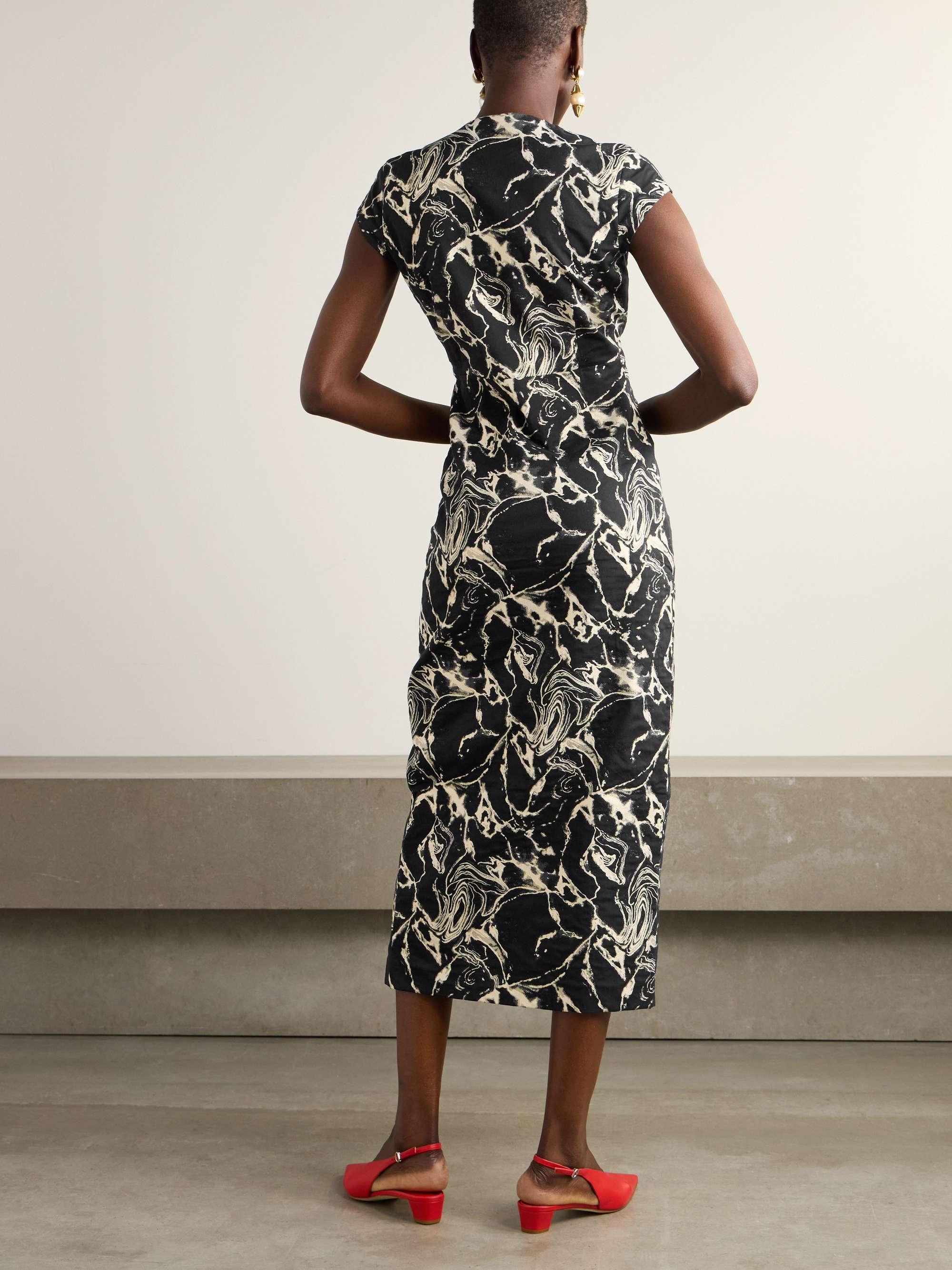 Dorothea Marble metallic cotton-blend jacquard midi wrap dress view