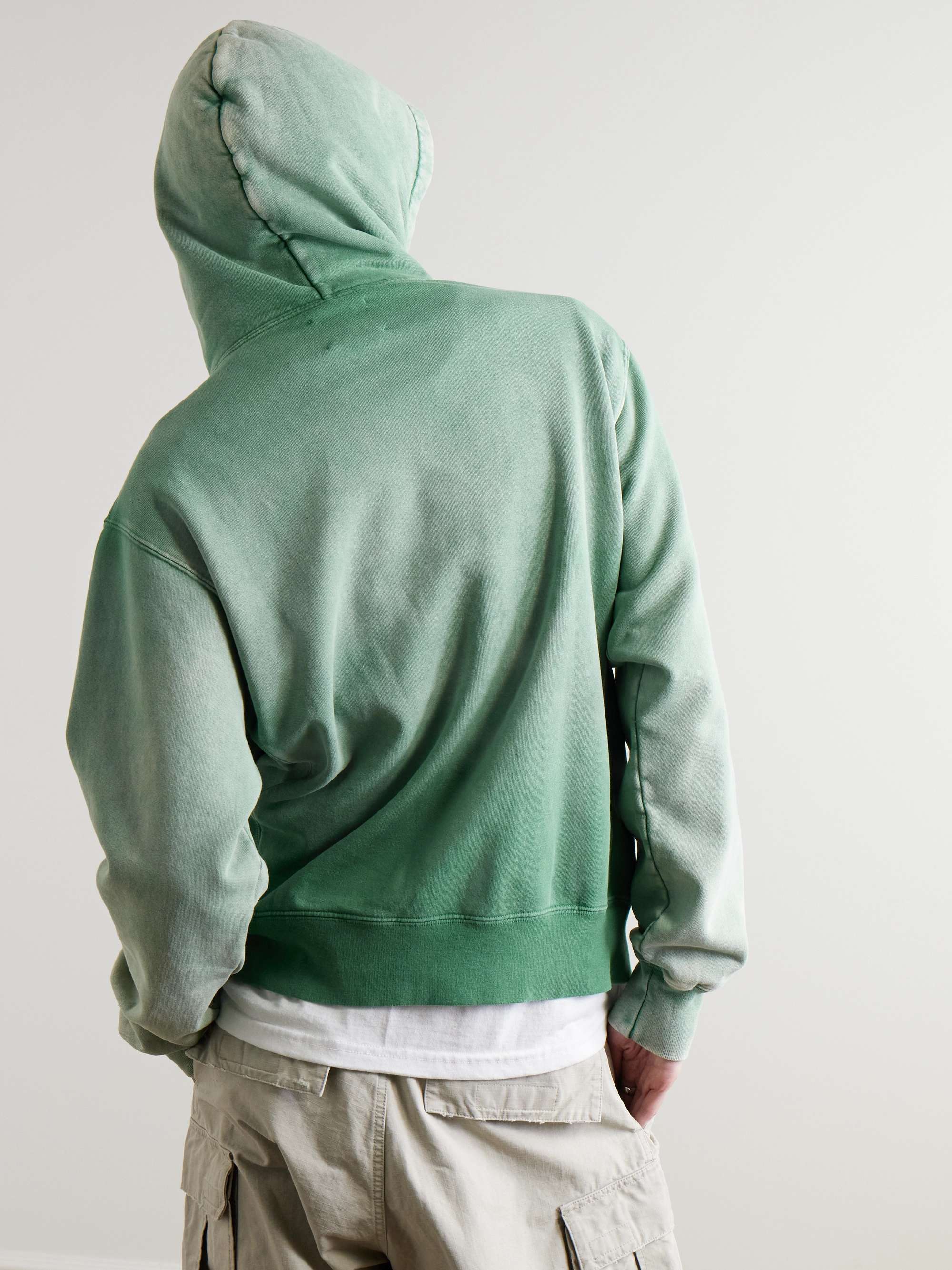 Reversible Logo-Print Distressed Cotton-Jersey Hoodie view
