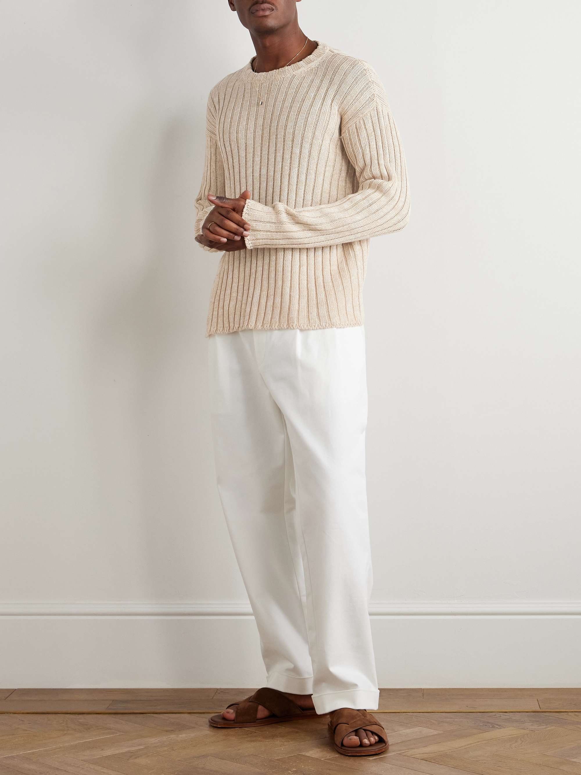 Ribbed Linen and Organic Cotton-Blend Sweater view