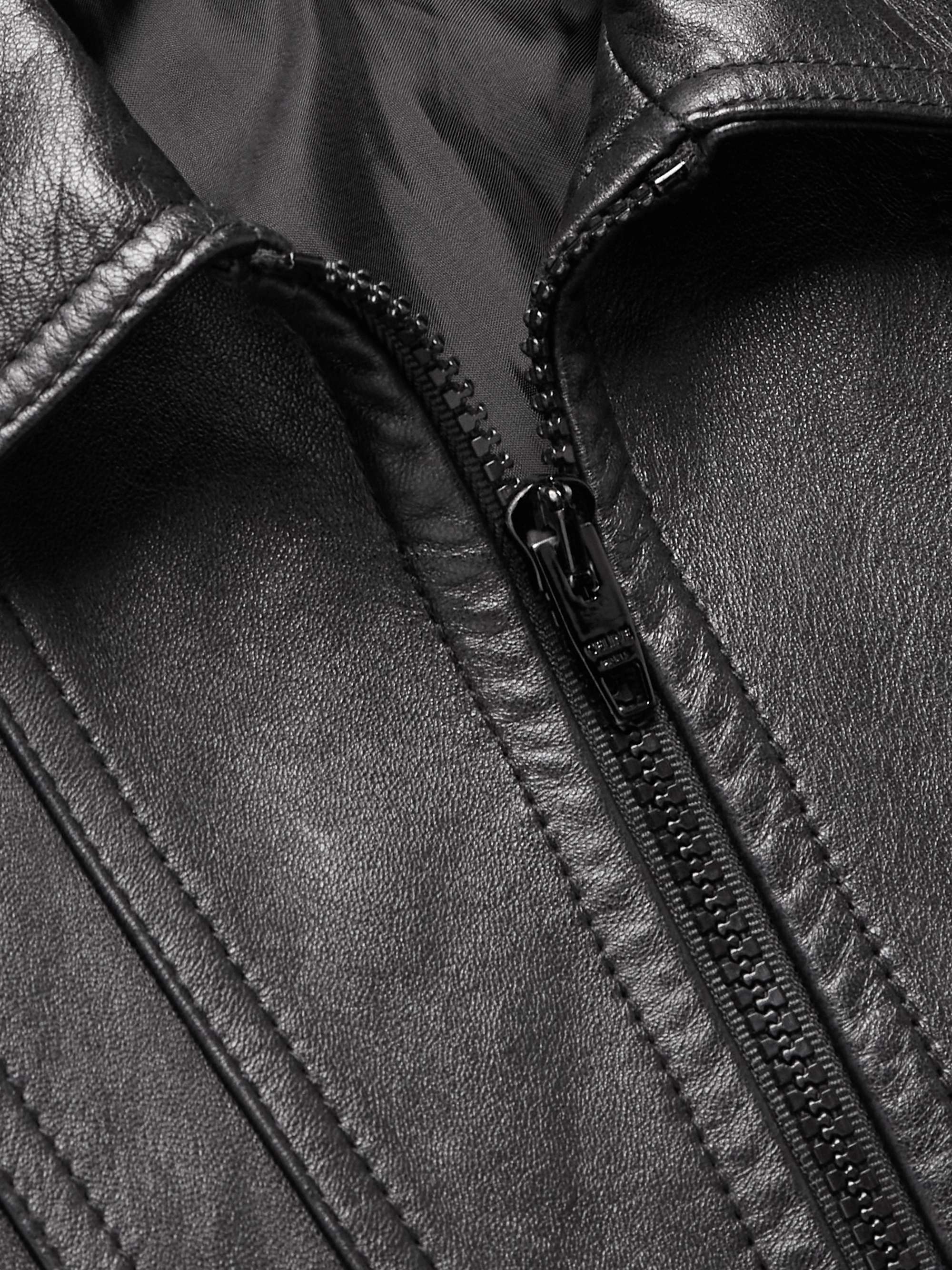 Slim-Fit Panelled Leather Jacket view