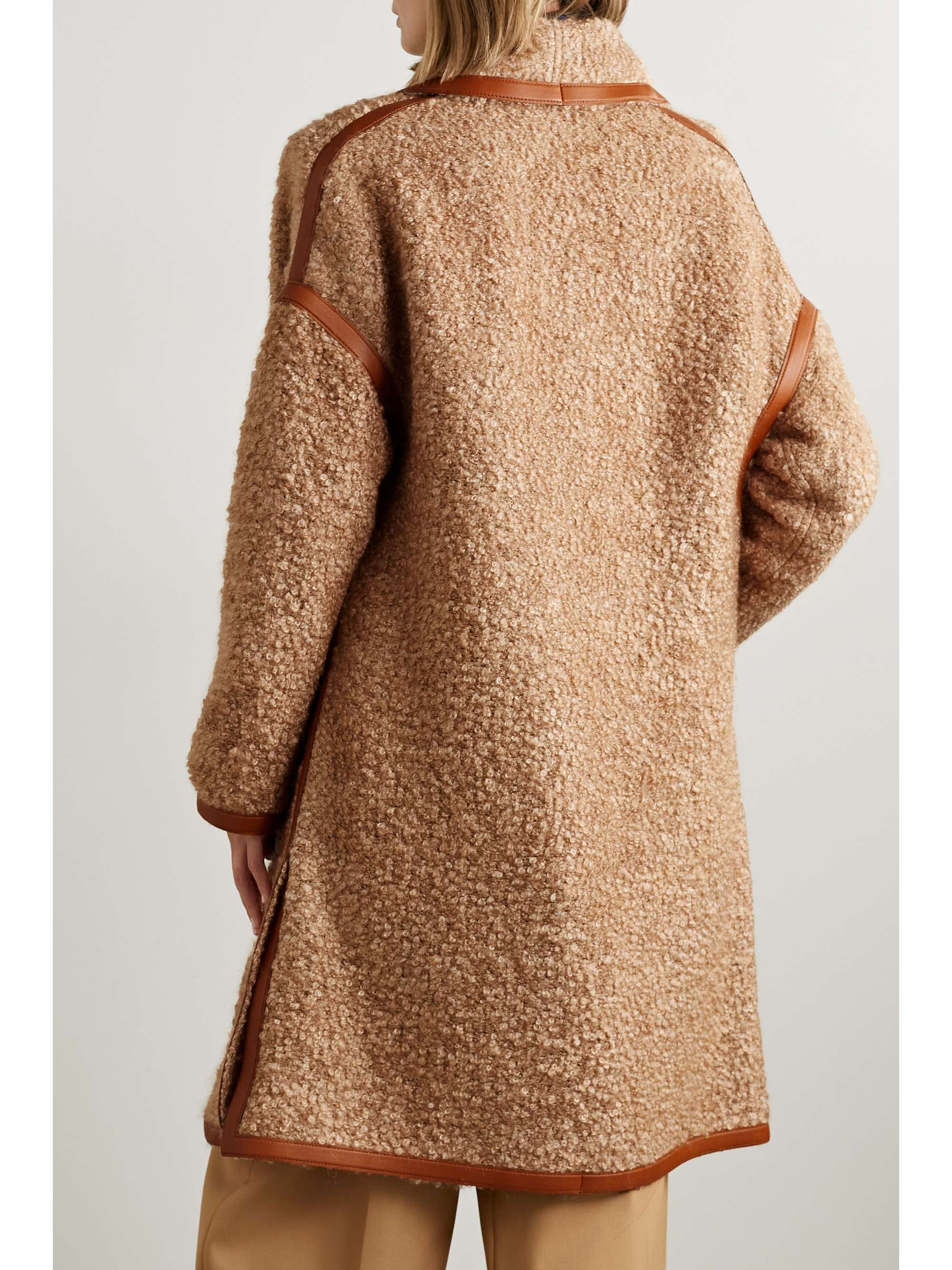 Reinhold leather-trimmed mohair-blend bouclé coat view