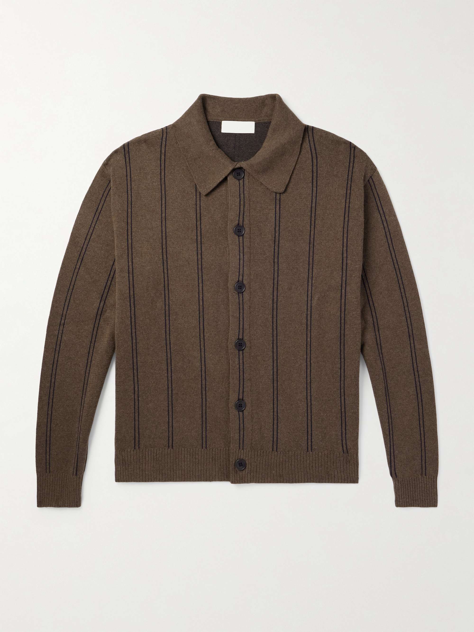 Striped Jacquard-Knit Cotton Cardigan hero visual