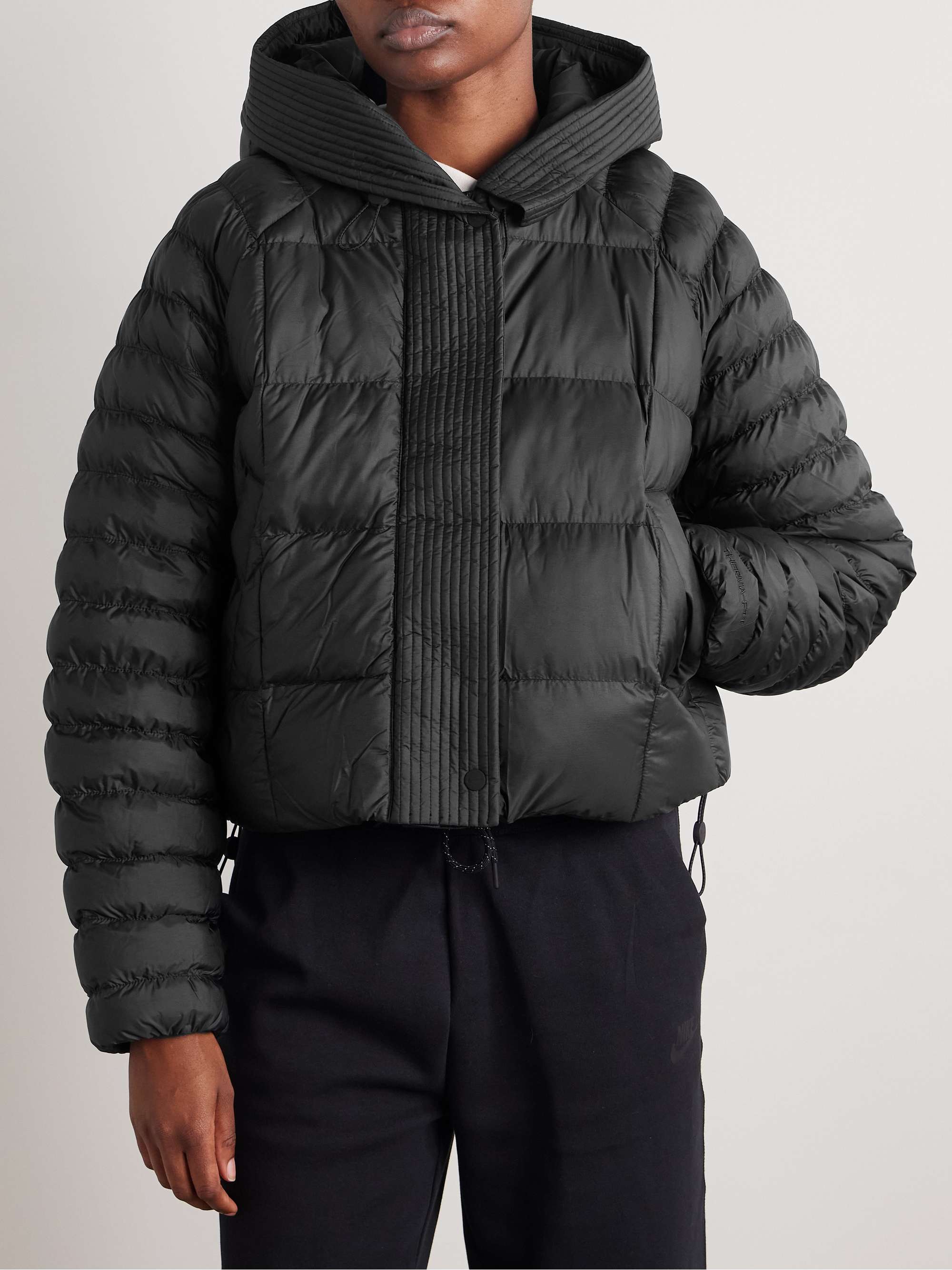 Cropped hooded quilted Therma-FIT jacket view