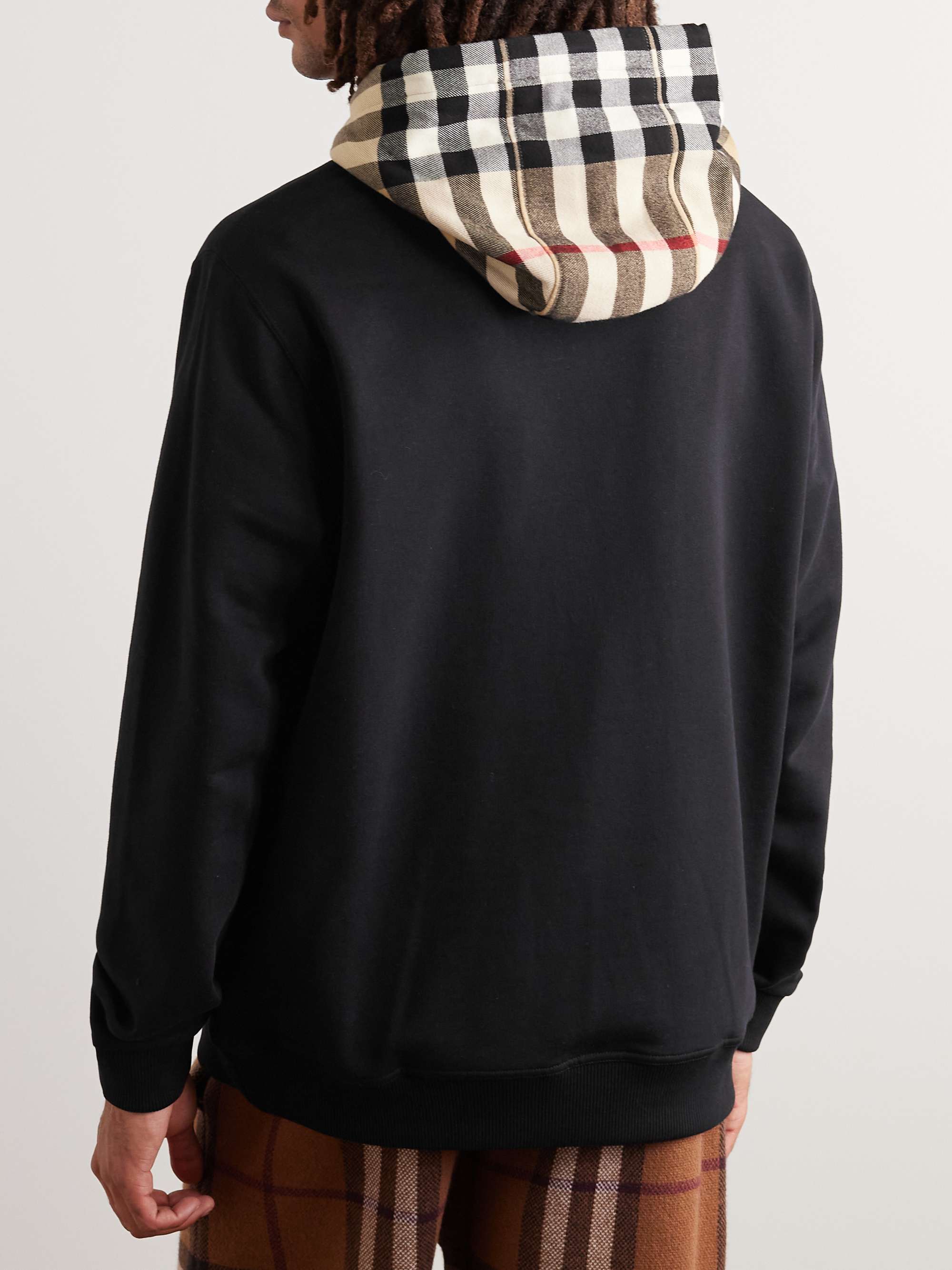 Checked Cotton-Jersey Hoodie view