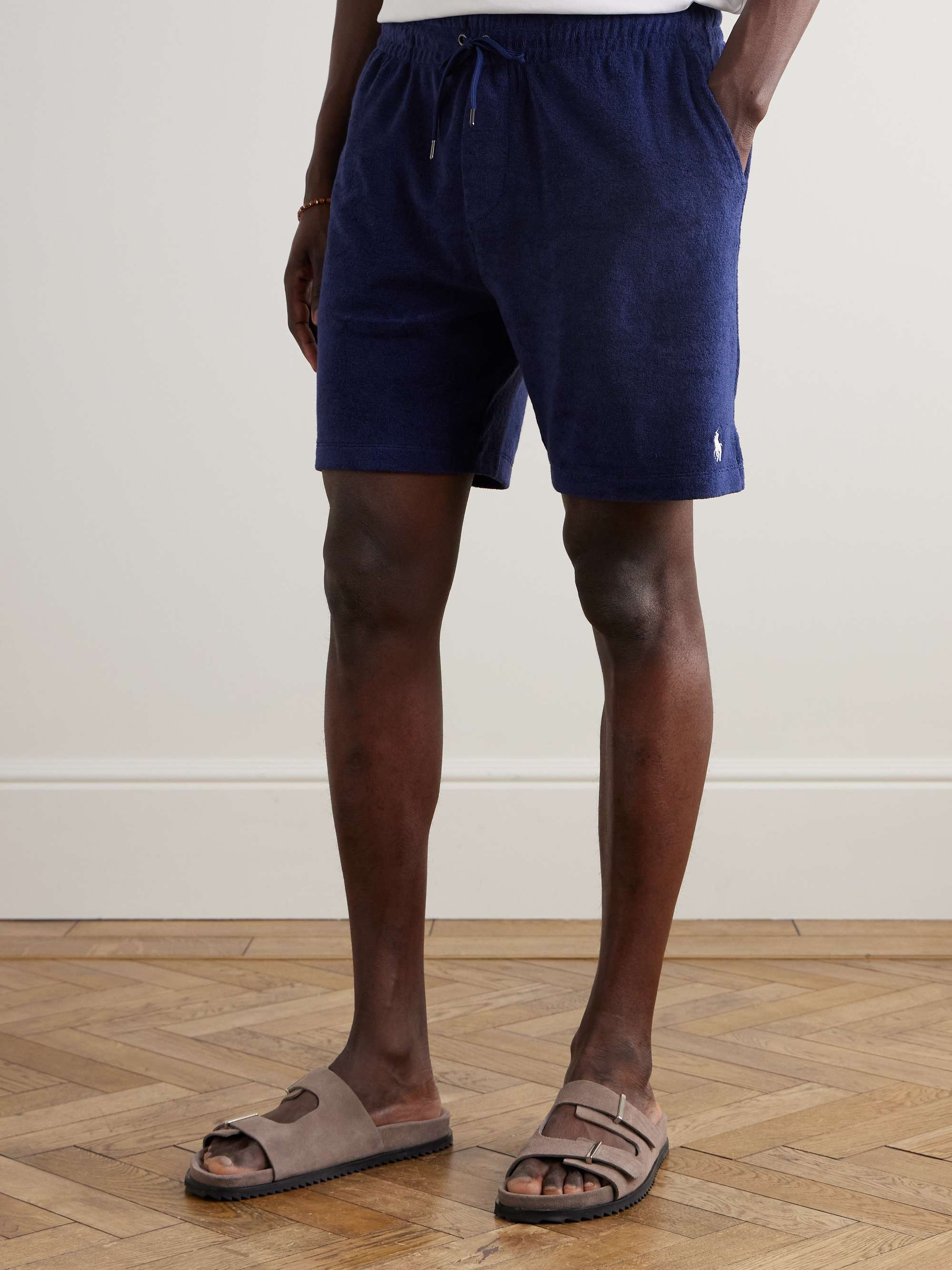 Straight-Leg Cotton-Blend Terry Drawstring Shorts view