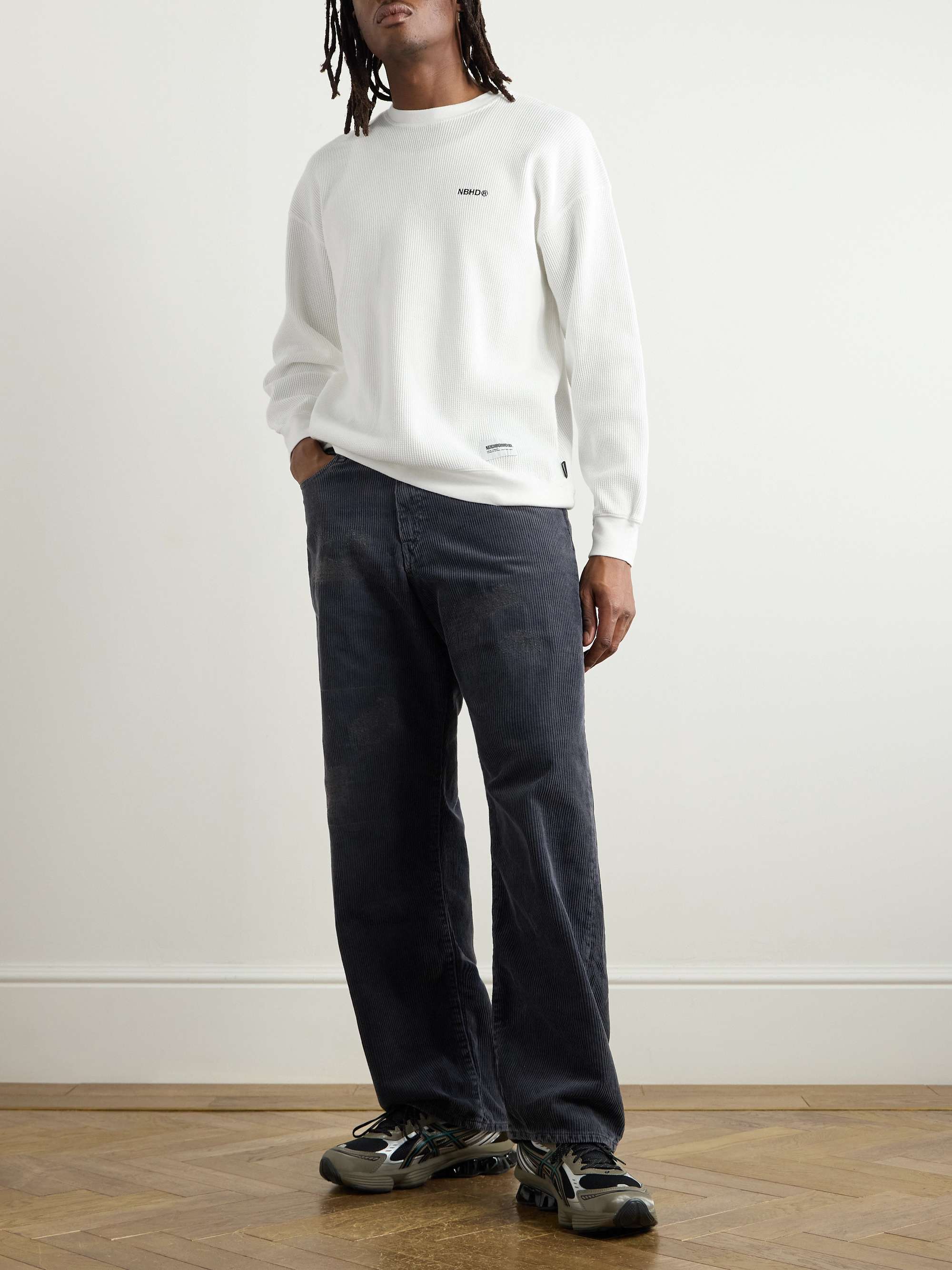 Logo-Embroidered Appliquéd Waffle-Knit Cotton T-Shirt view