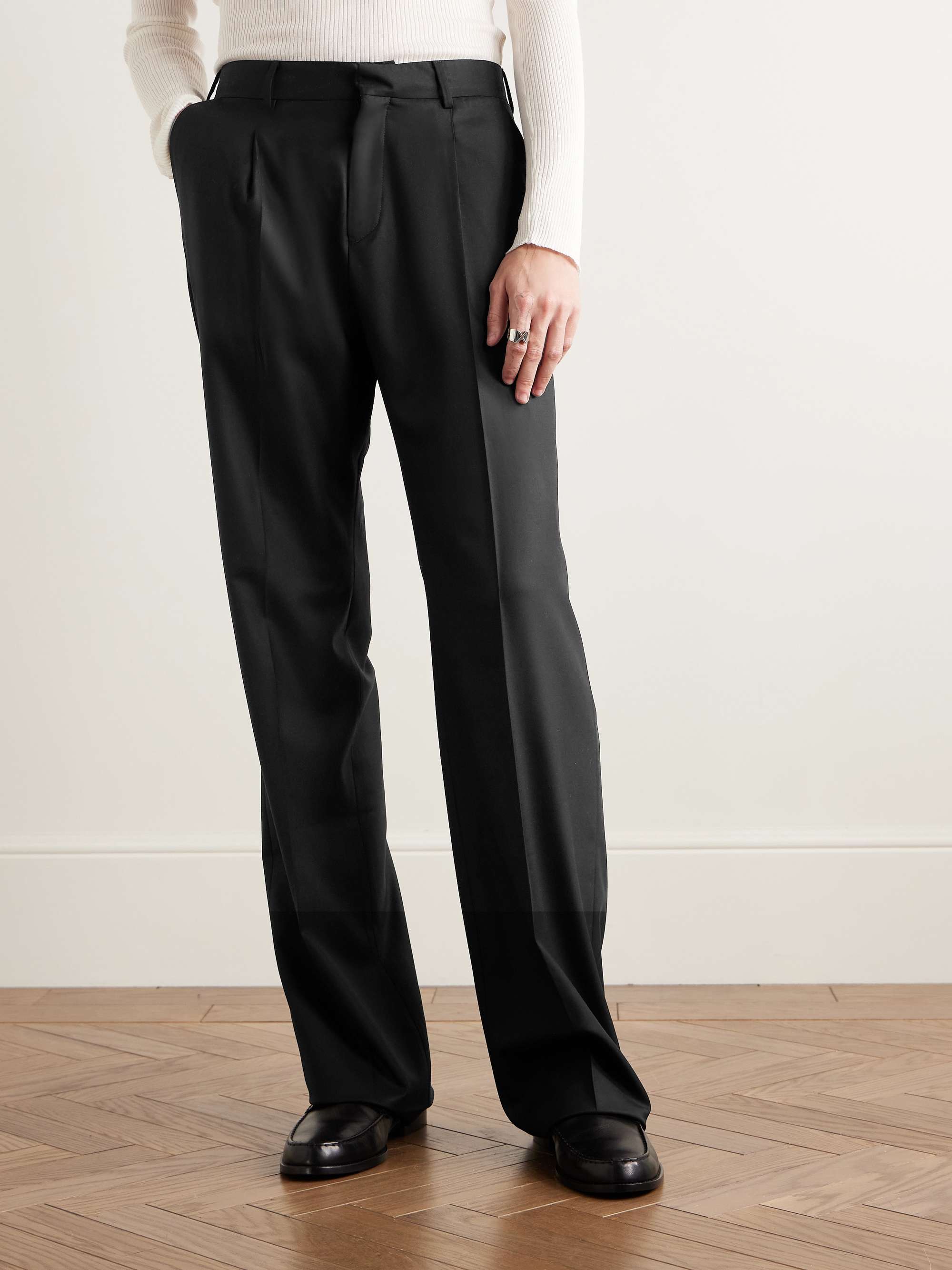 Henry's Perfect Straight-Leg Pleated Super 170s Virgin Wool-Twill Trousers view