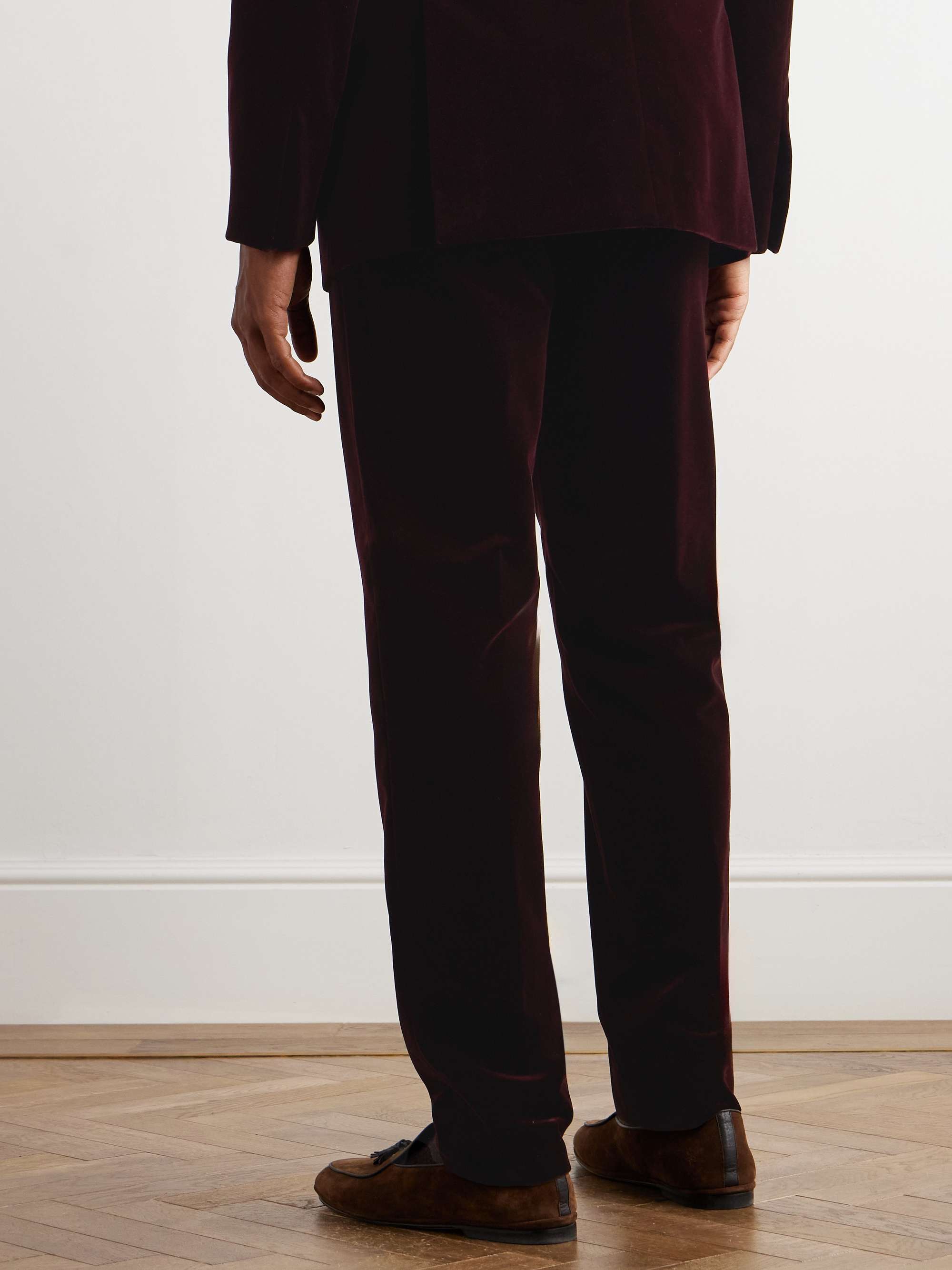 Gregory Straight-Leg Cotton-Velvet Tuxedo Trousers view