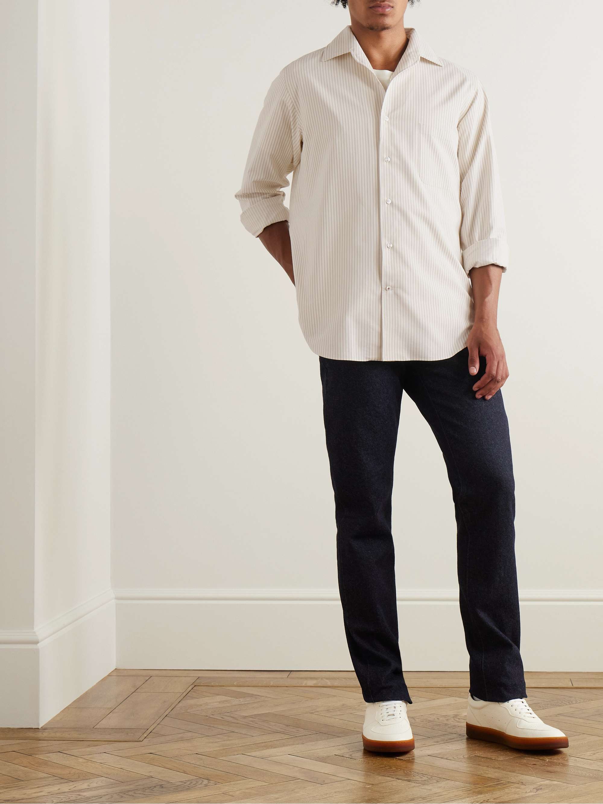 Andre Striped Silk and Cotton-Blend Twill Shirt view