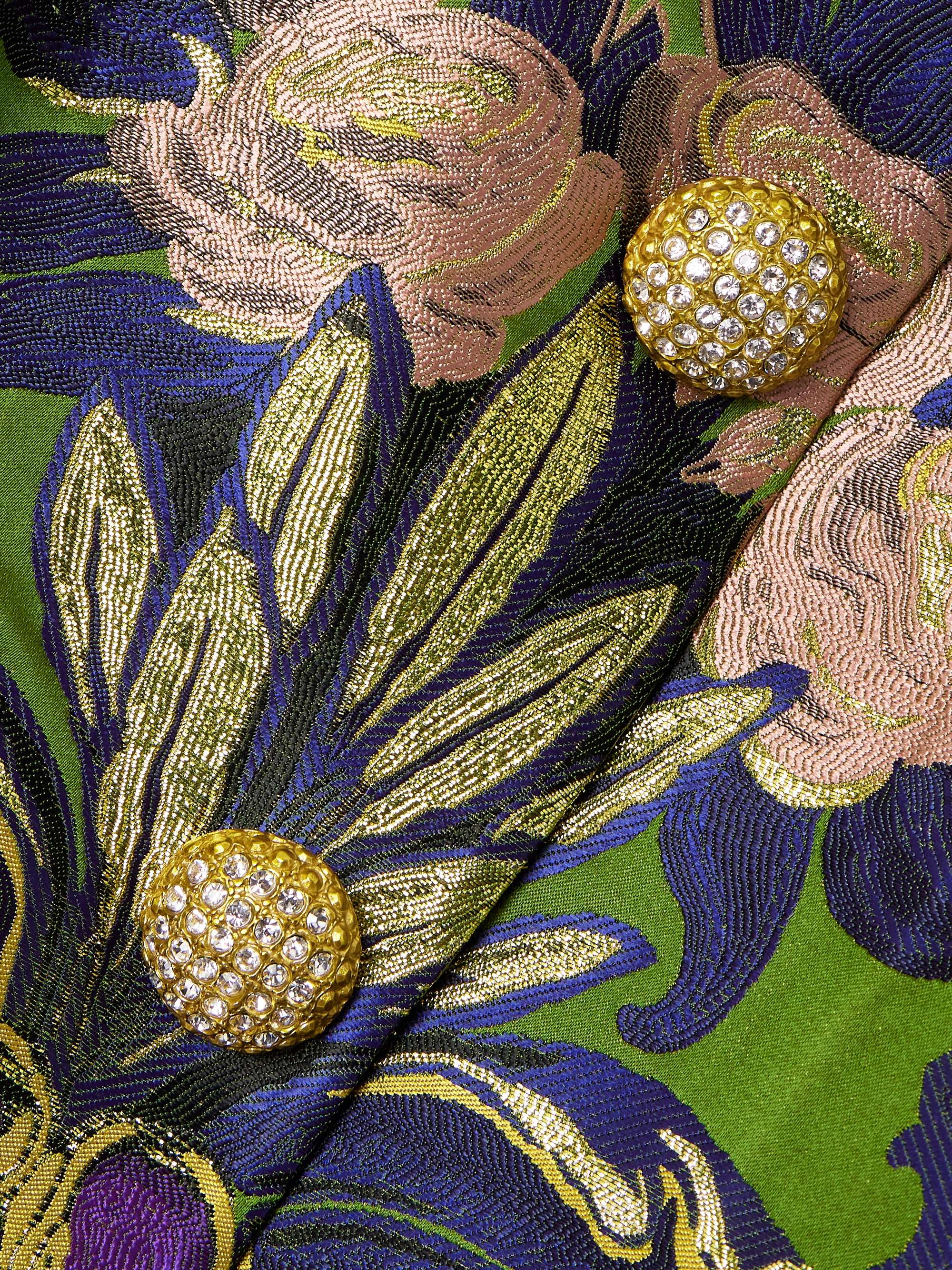 Après l'Hiver shearling-trimmed metallic brocade coat view