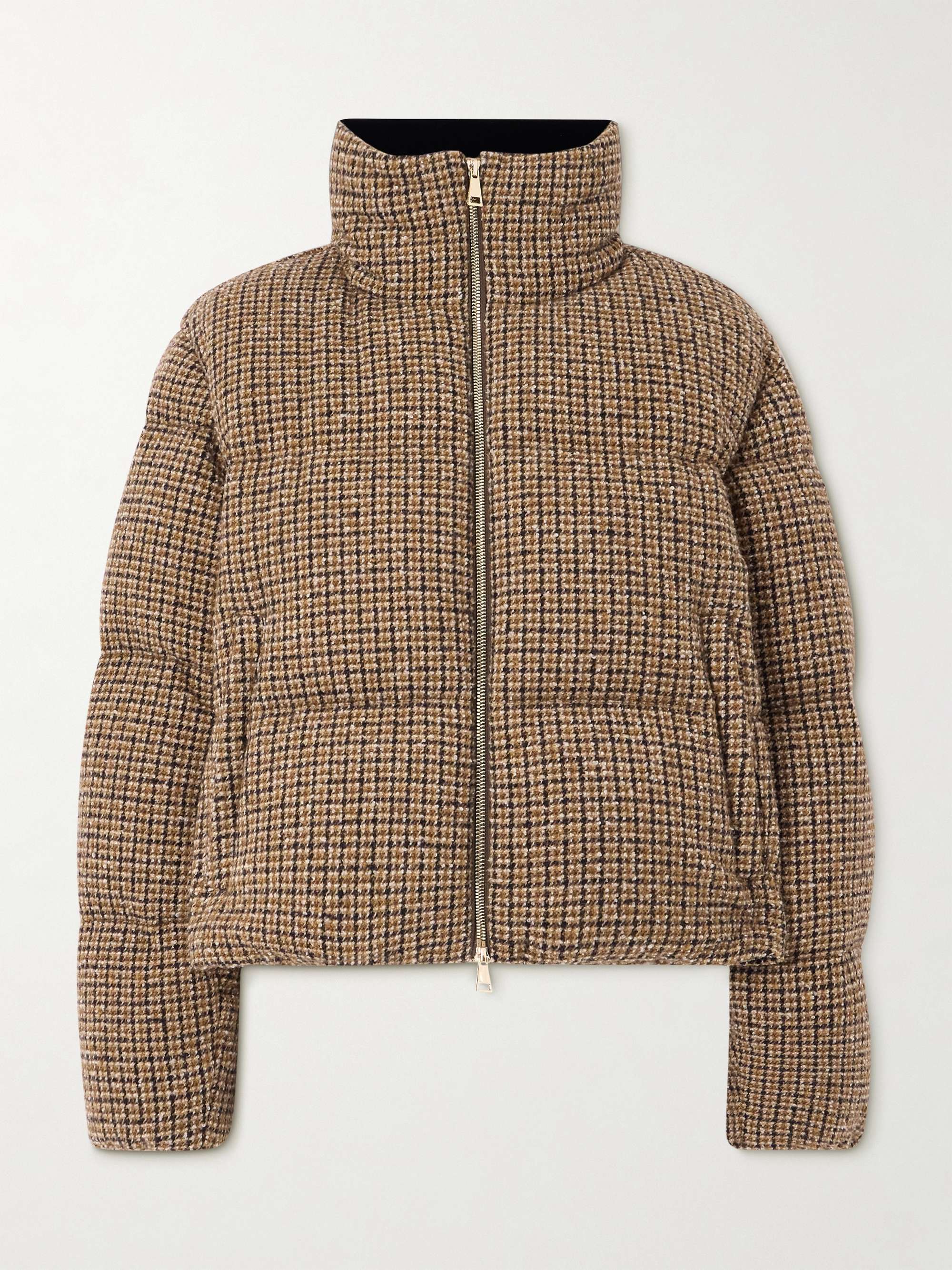 Seboune appliquéd checked wool-blend tweed down jacket hero visual