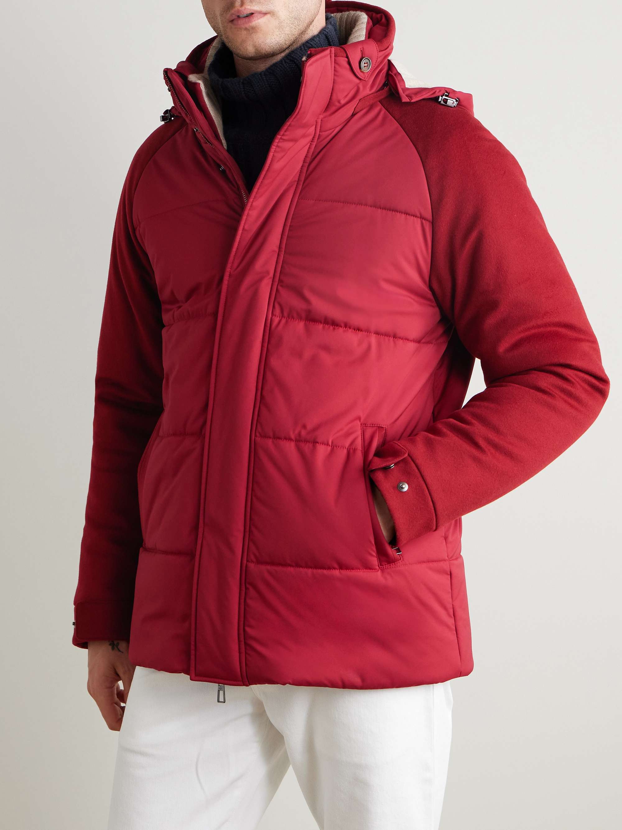 Storm System Quilted Baby Cashmere and Shell Hooded Jacket view