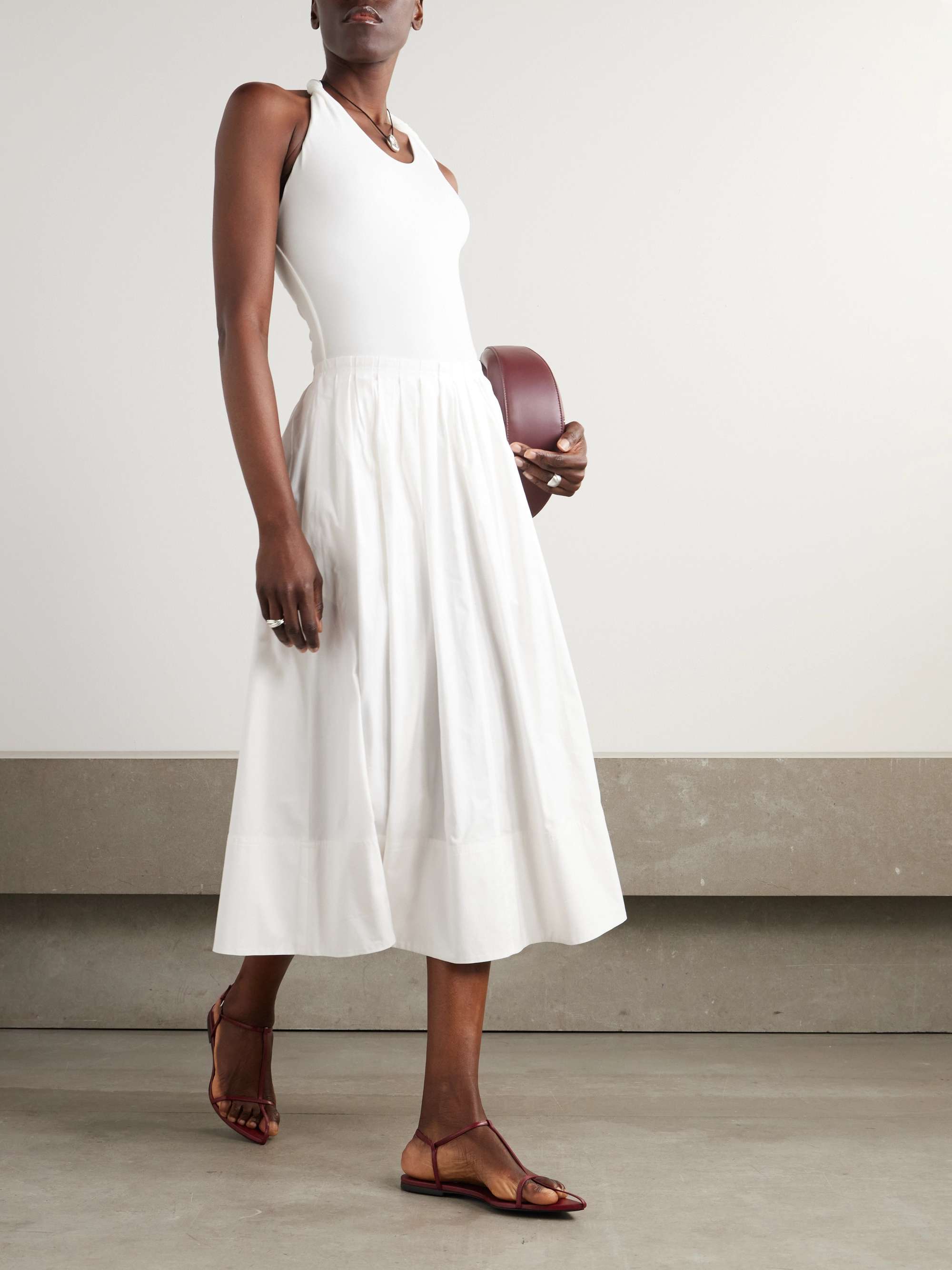 Austin pleated cotton-poplin midi skirt view