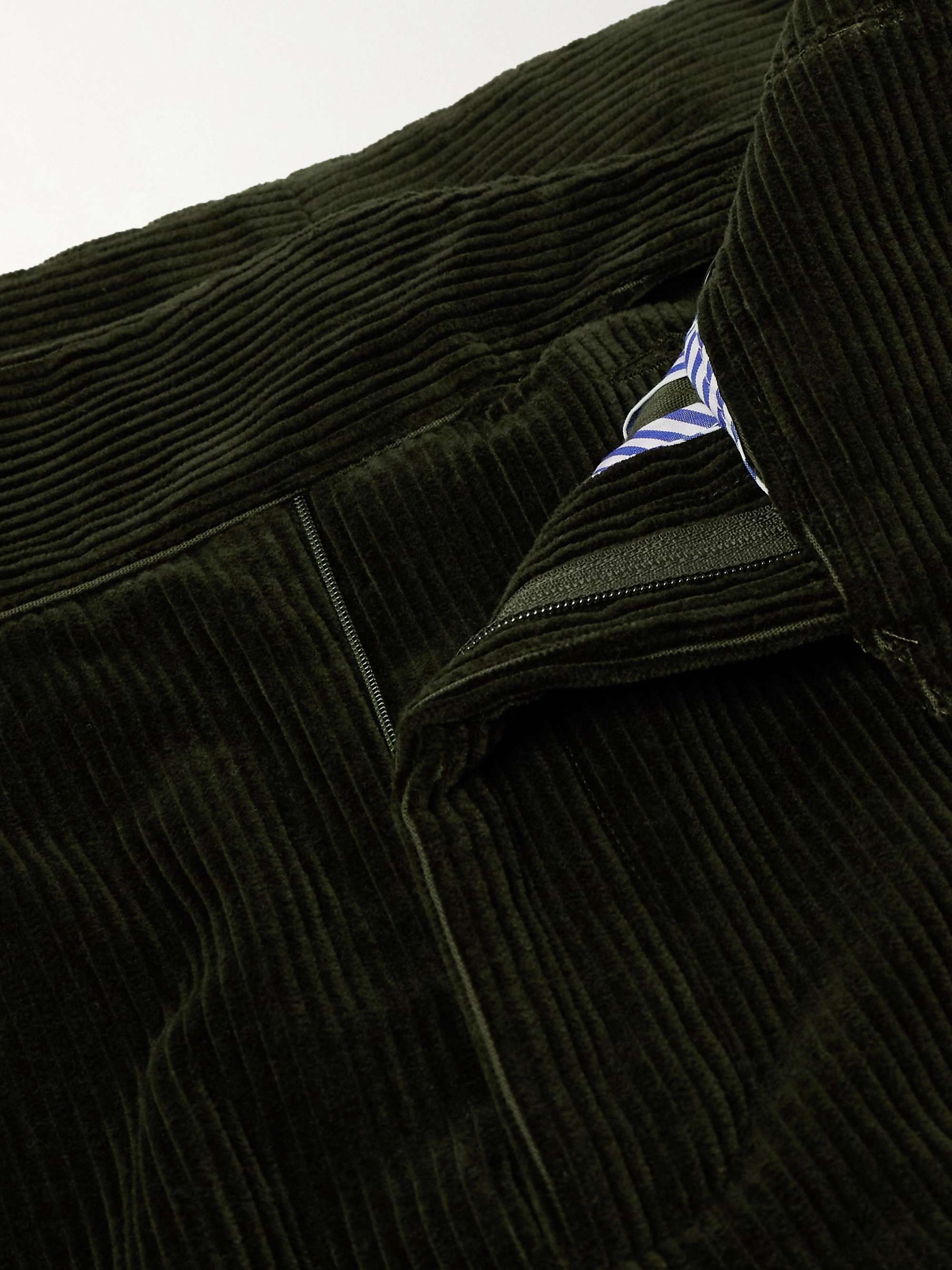 Manny Tapered Pleated Cotton-Corduroy Trousers view