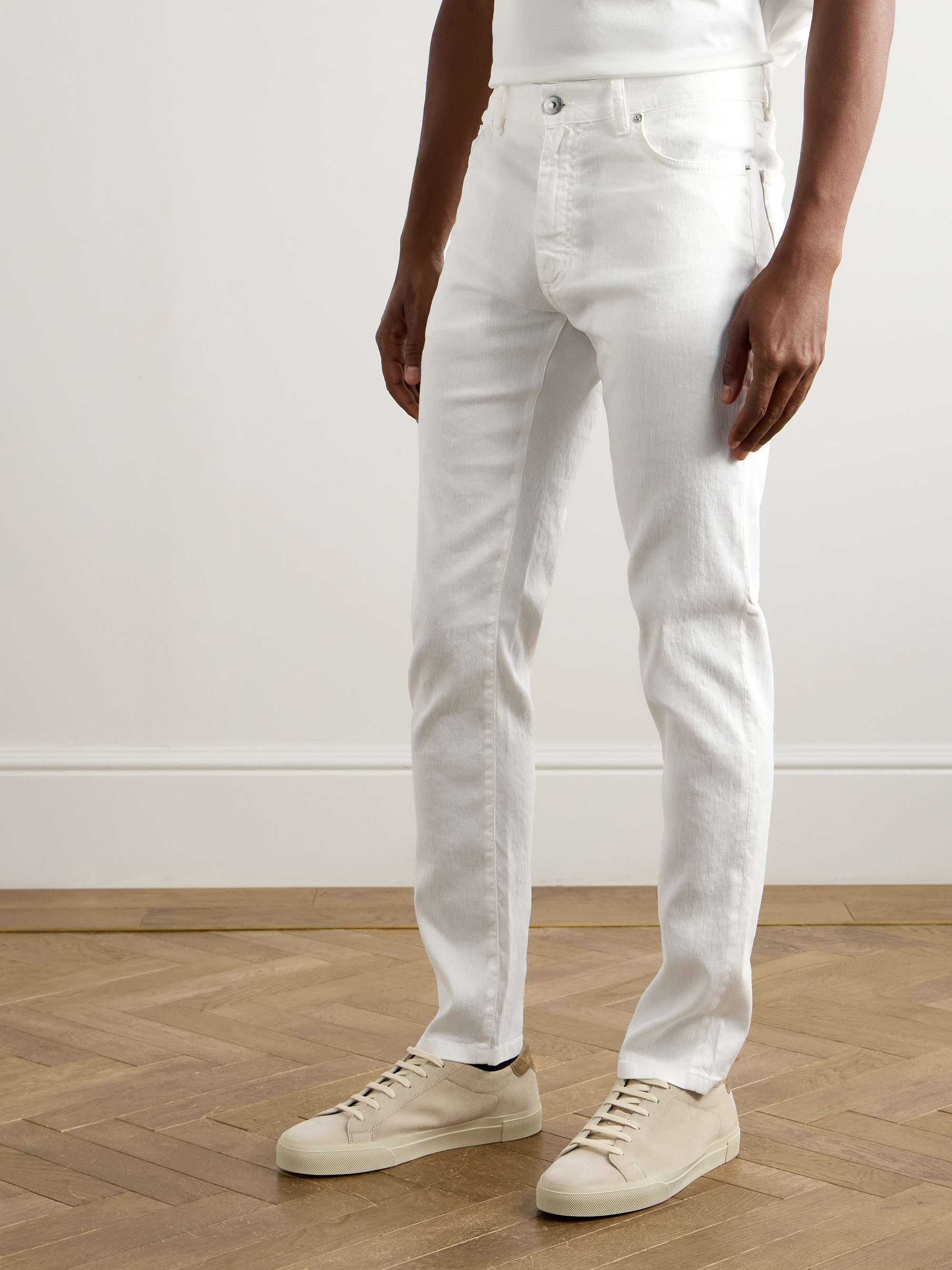 Roccia Slim-Fit Straight-Leg Garment-Dyed Linen-Blend Trousers view
