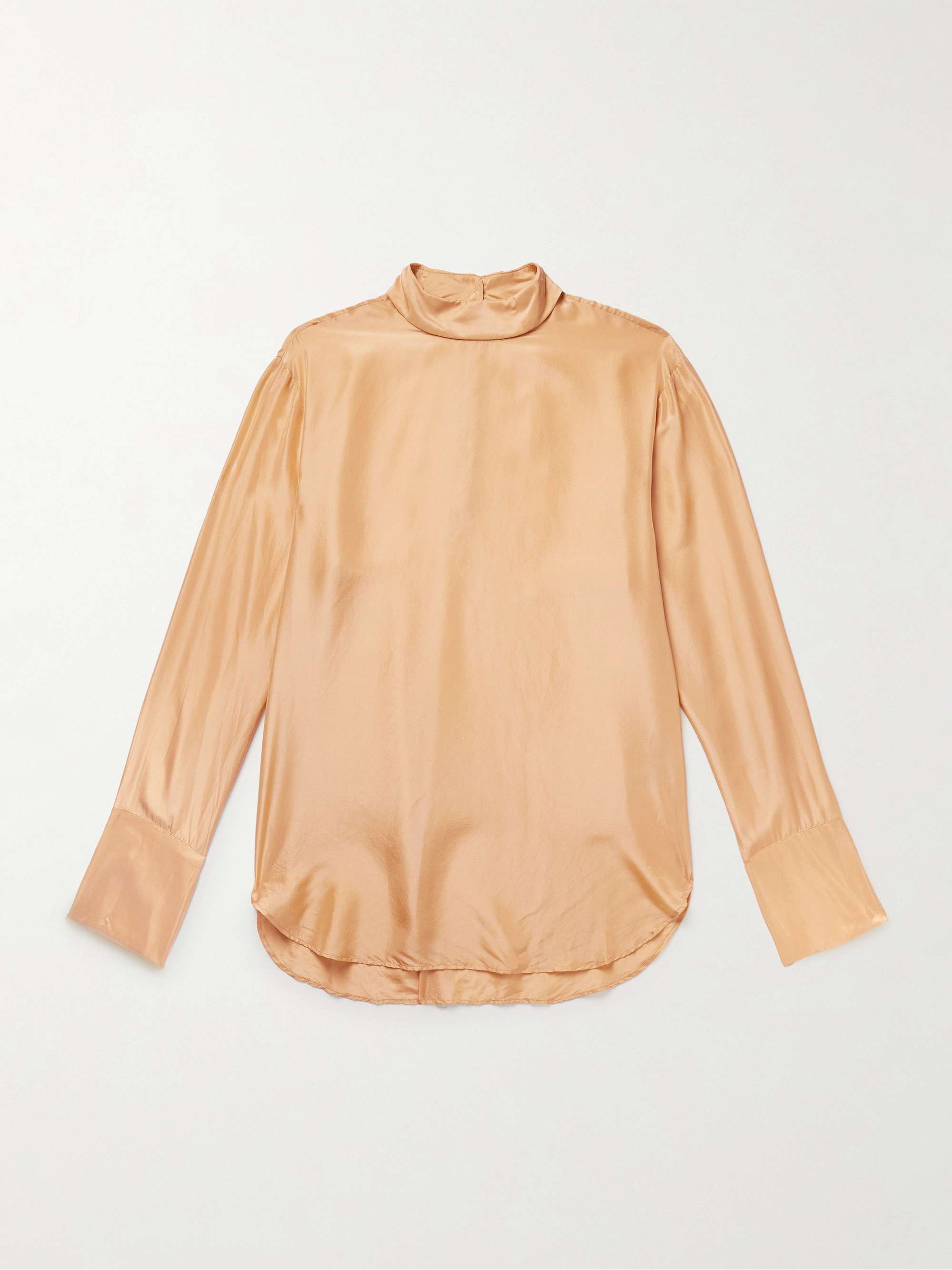 Silk-Satin Half-Placket Shirt hero visual