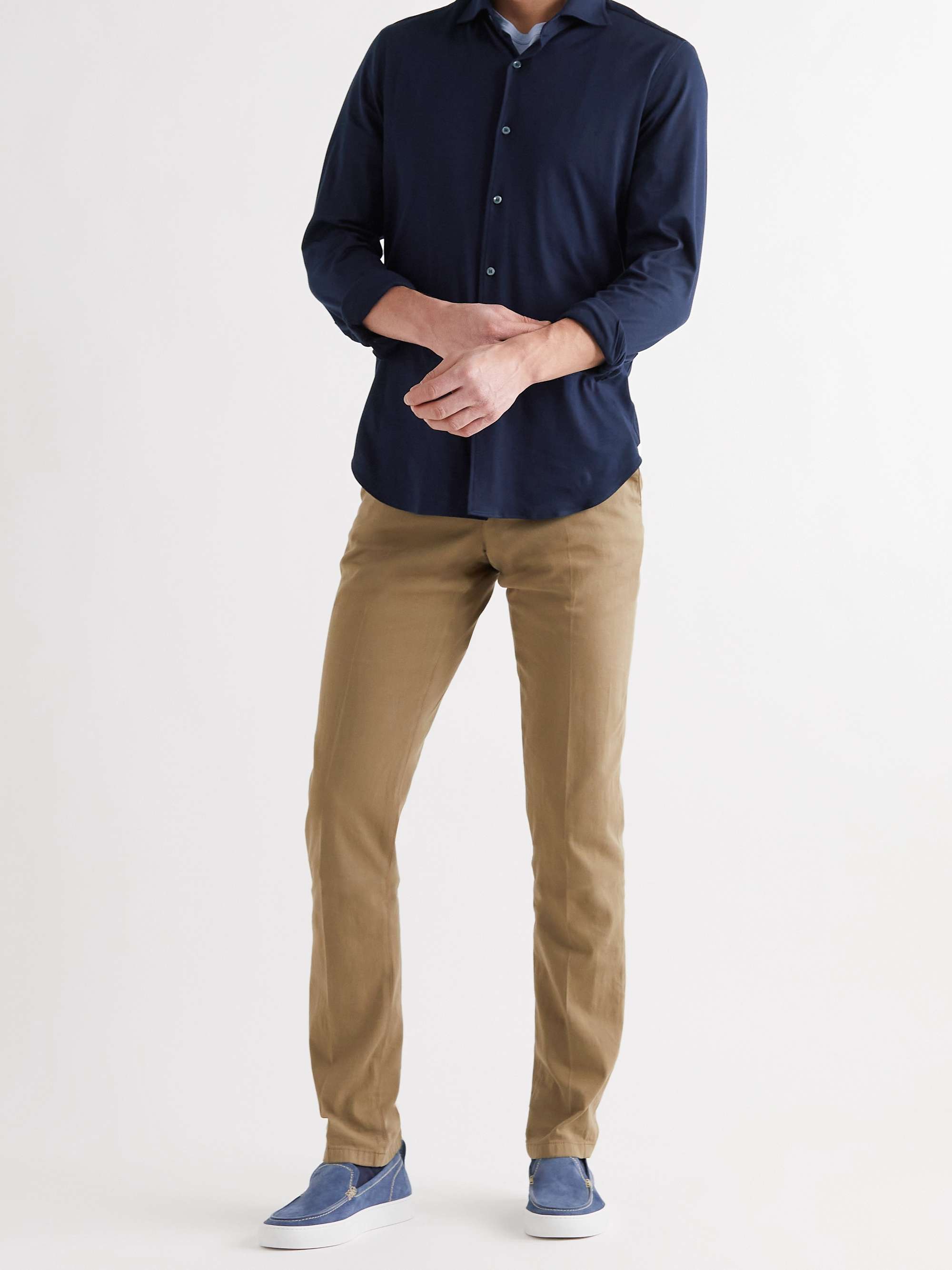 Slim-Fit Cotton-Jersey Shirt view