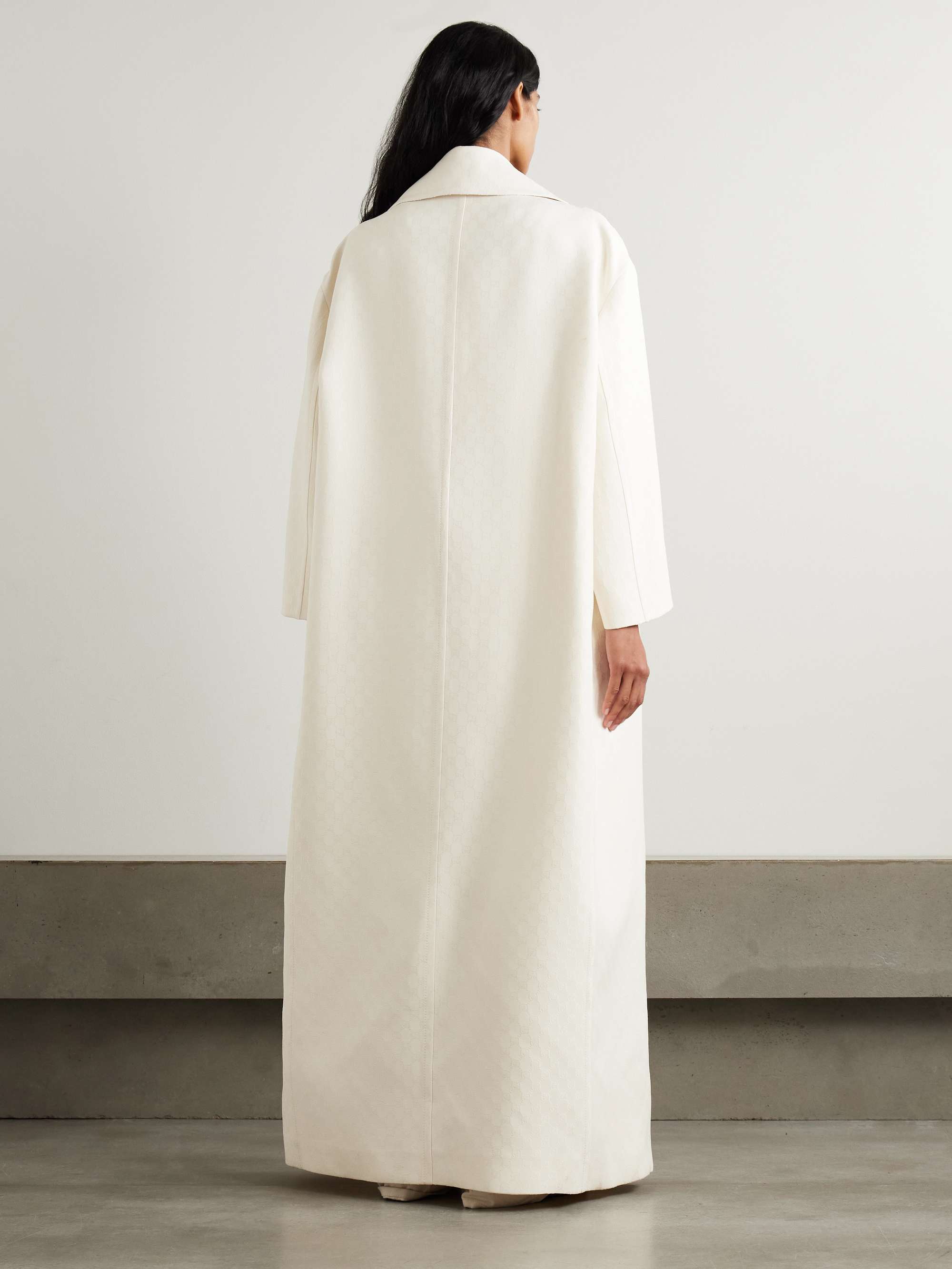 Oversized wool and silk-blend jacquard coat view