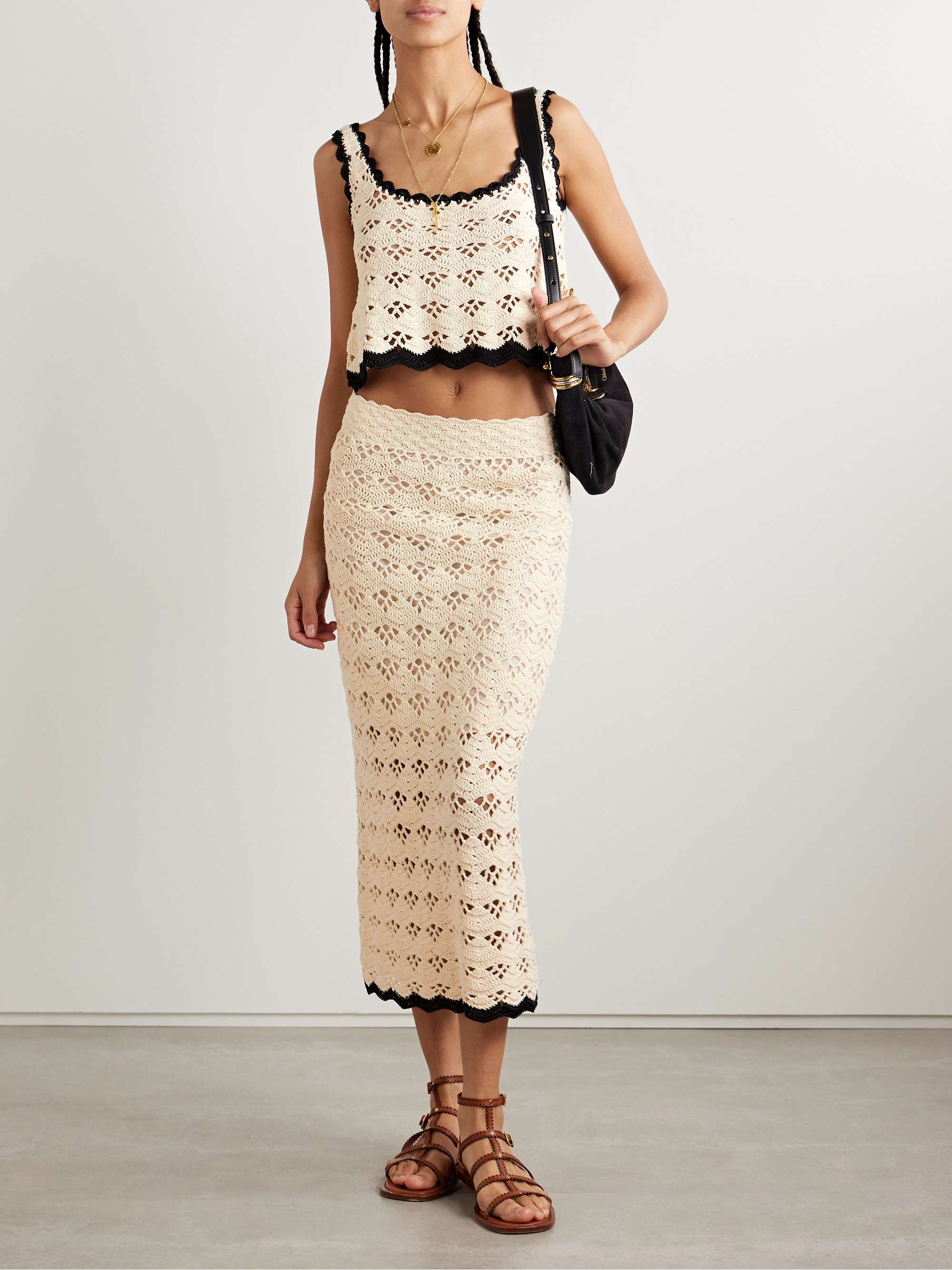 Rhiannon cropped crocheted cotton tank view