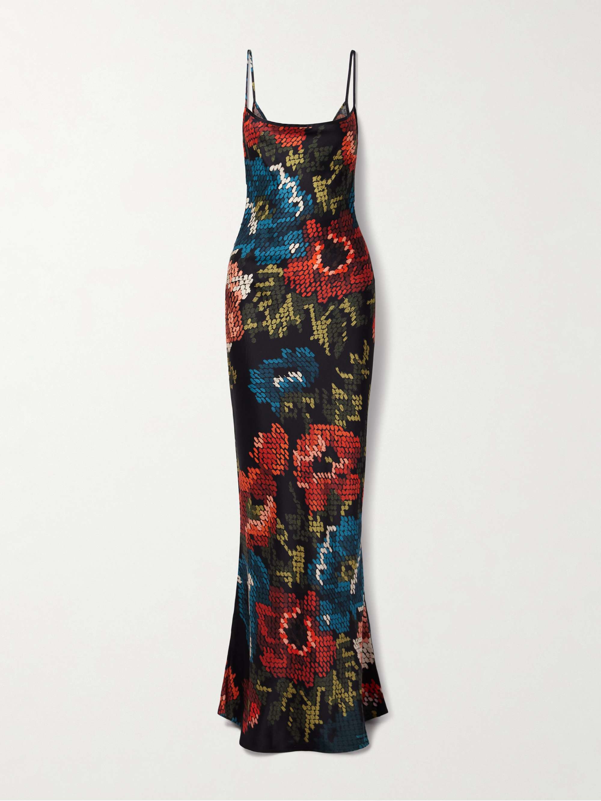 Willow floral-print silk-satin maxi dress hero visual