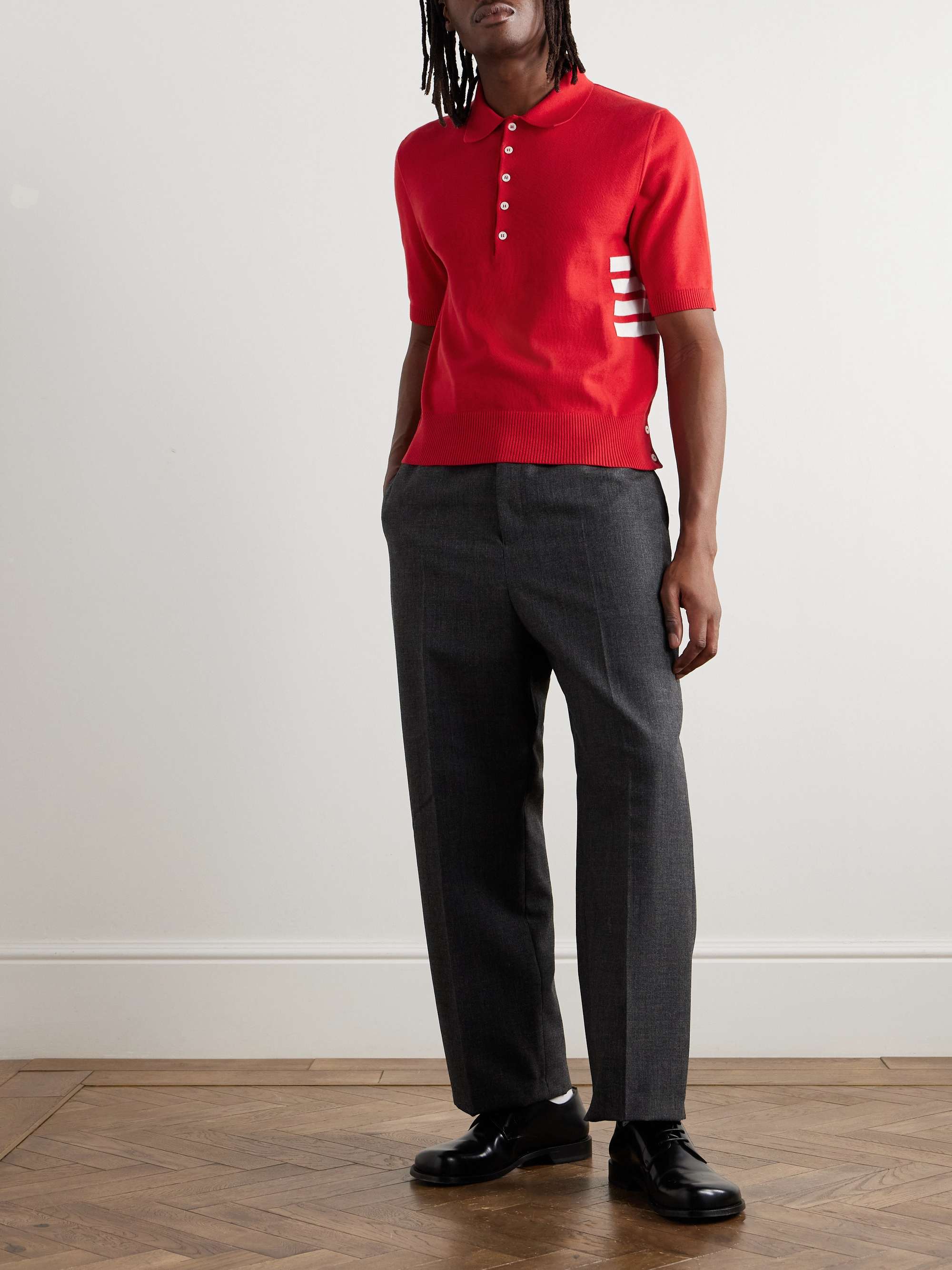 Slim-Fit Striped Cotton Polo Shirt view