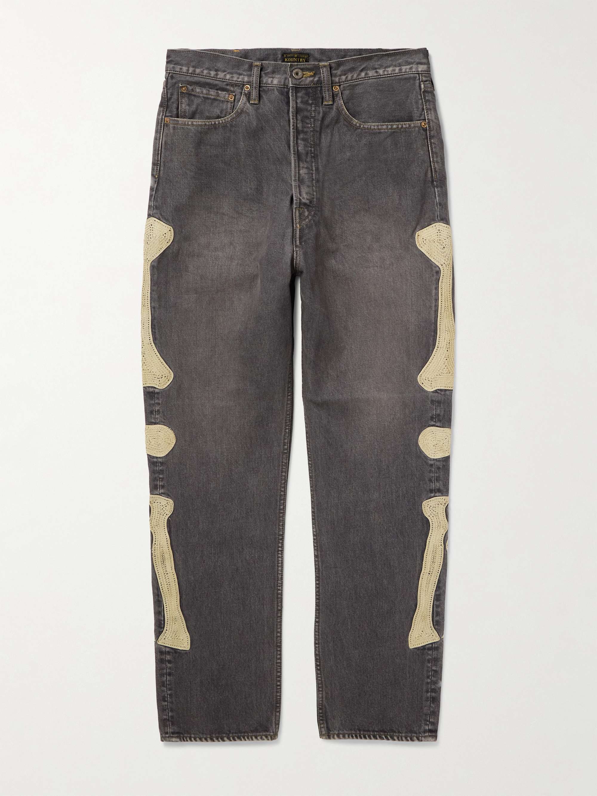 Slim-Fit Crochet-Trimmed Jeans hero visual