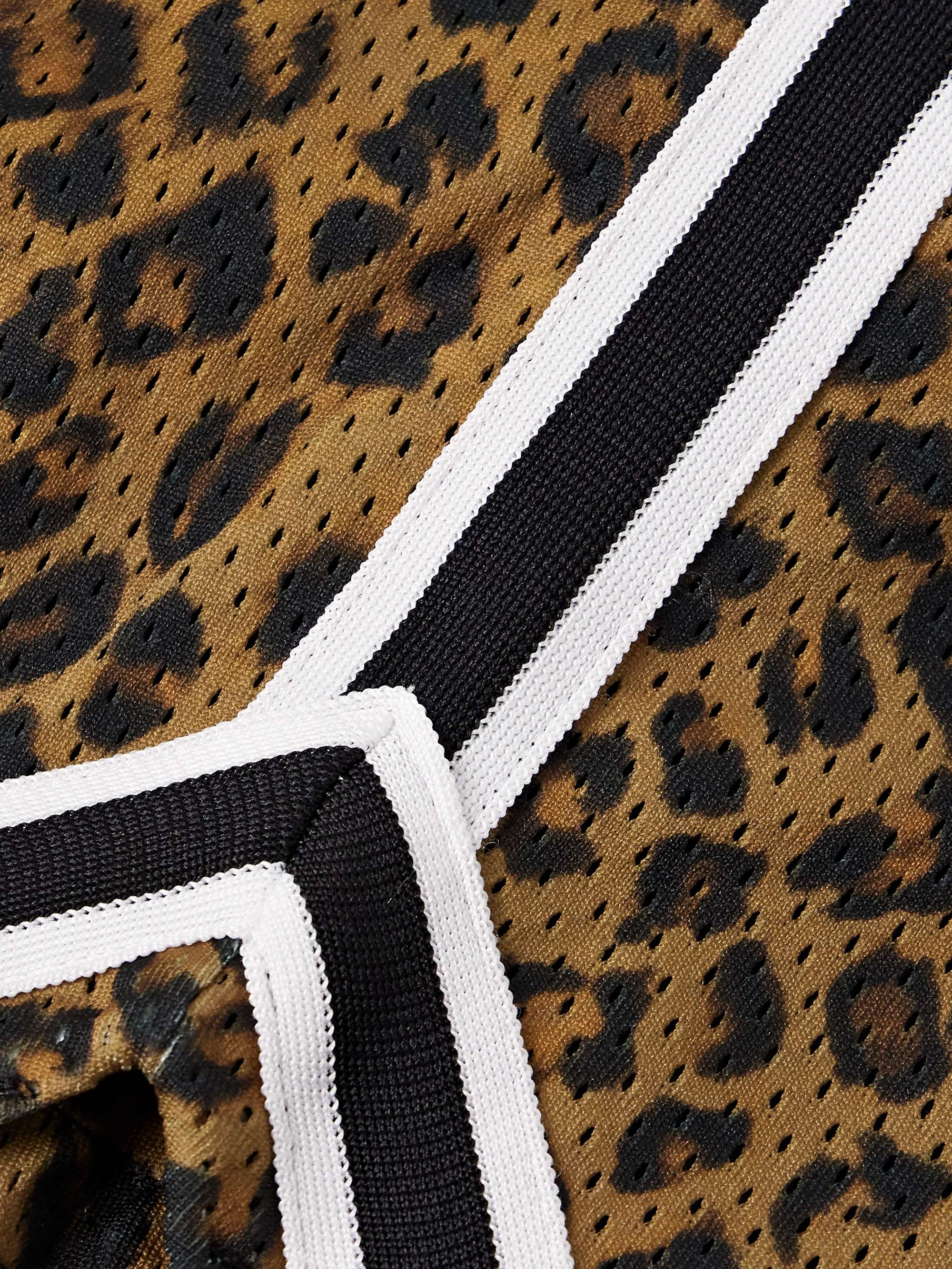 Rivalry Straight-Leg Webbing-Trimmed Leopard-Print Mesh Shorts view