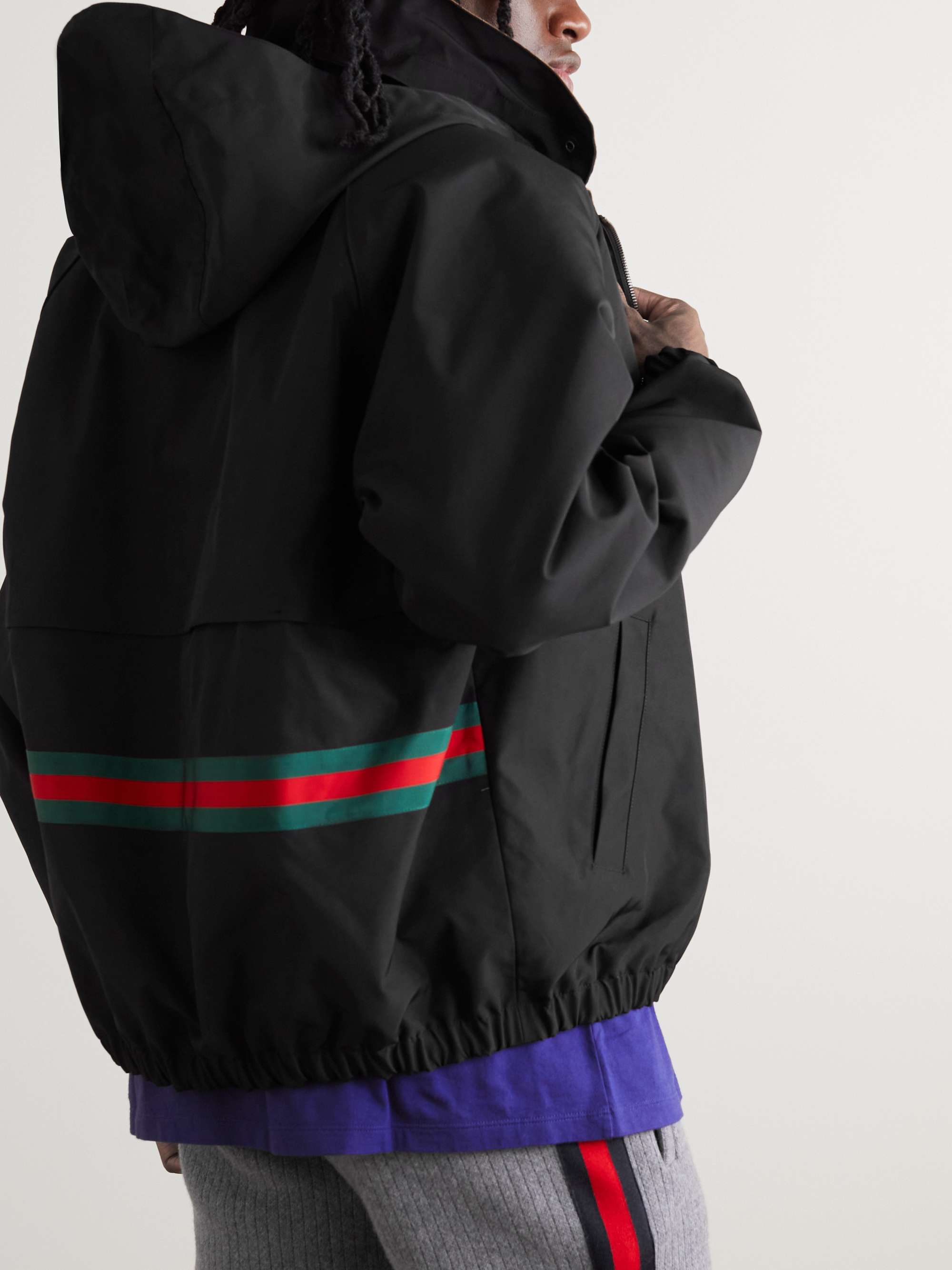 Reversible Monogrammed Shell Hooded Jacket view