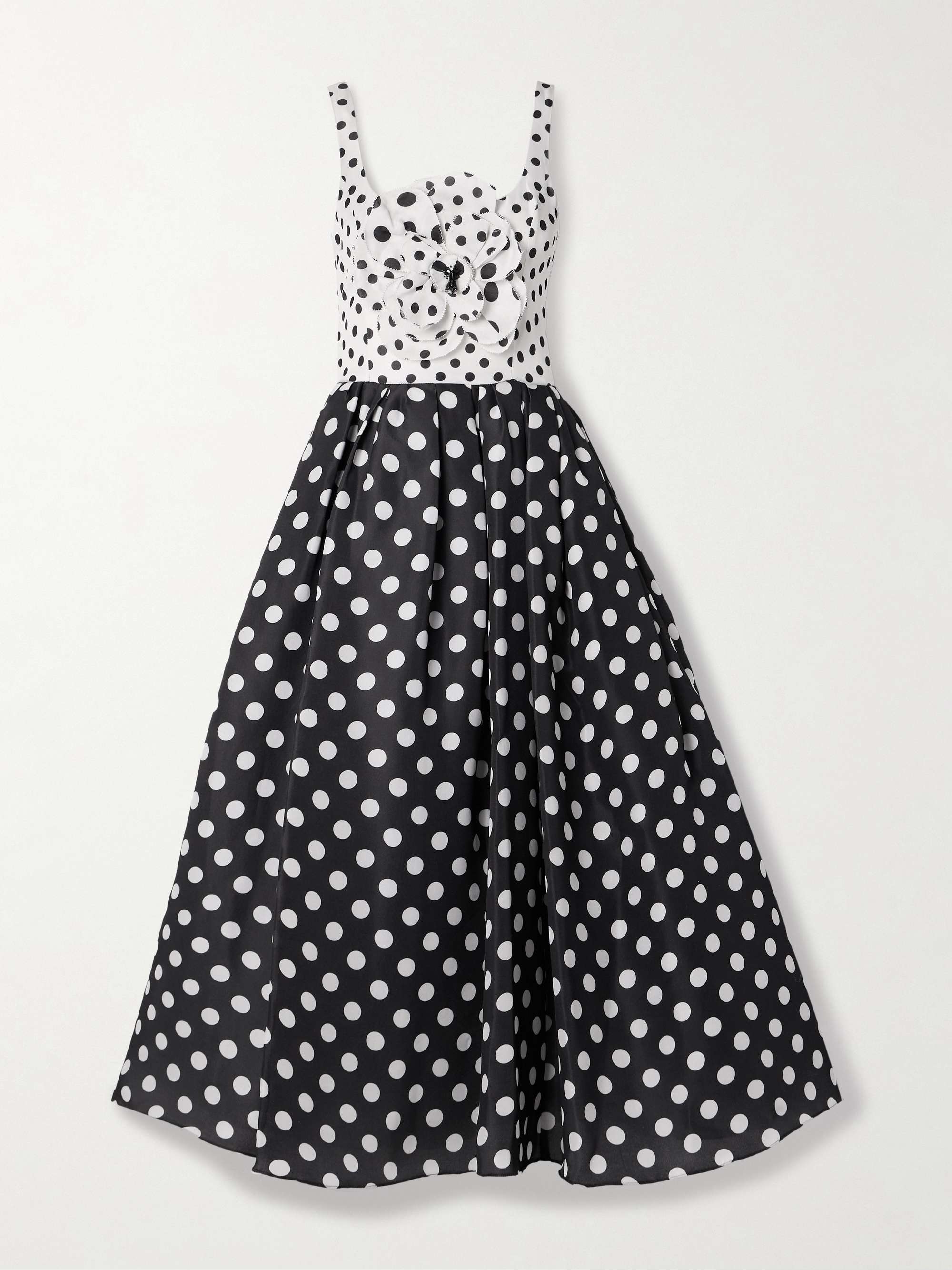 Pleated appliquéd polka-dot silk-gazar gown hero visual