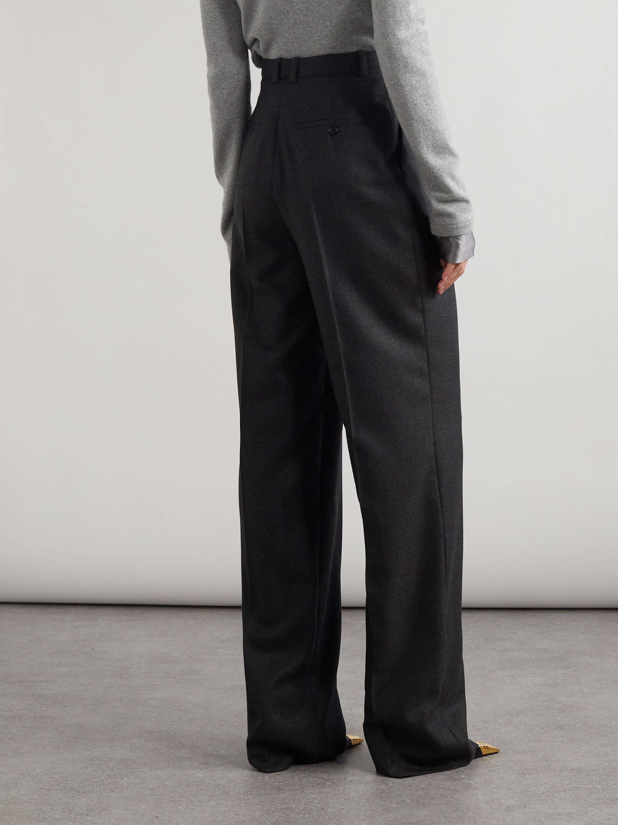 Pleated cashmere-twill wide-leg pants view