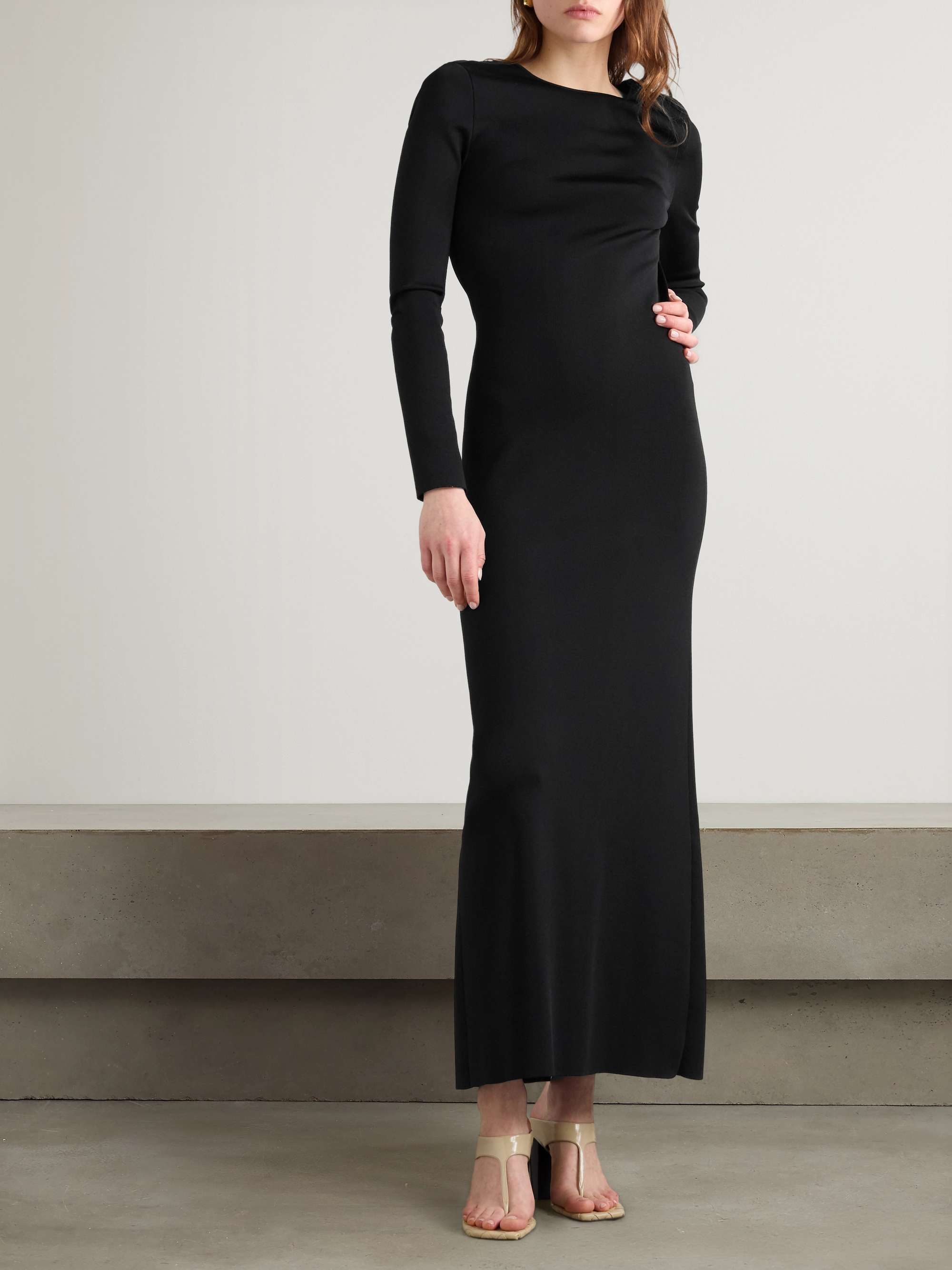 Open-back chain-embellished knitted maxi dress view