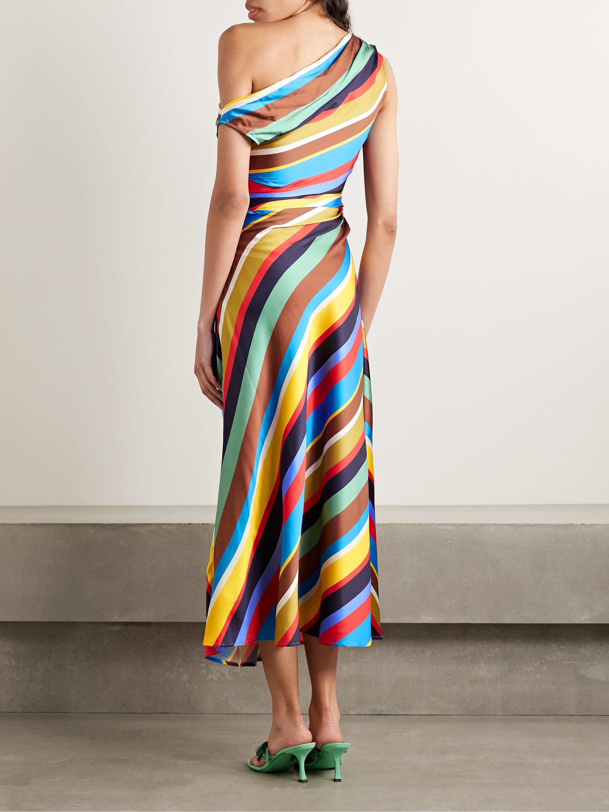 Phare draped striped silk-blend midi dress view