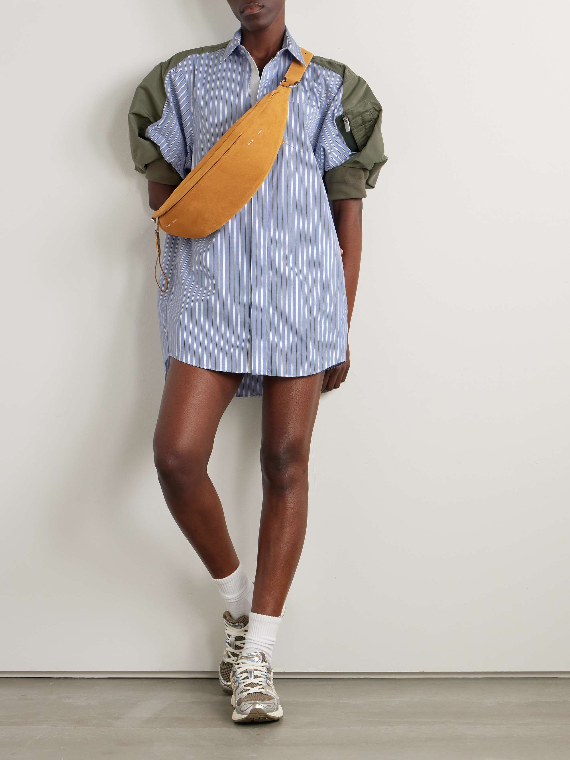 Shell-trimmed cotton-poplin mini shirt dress view