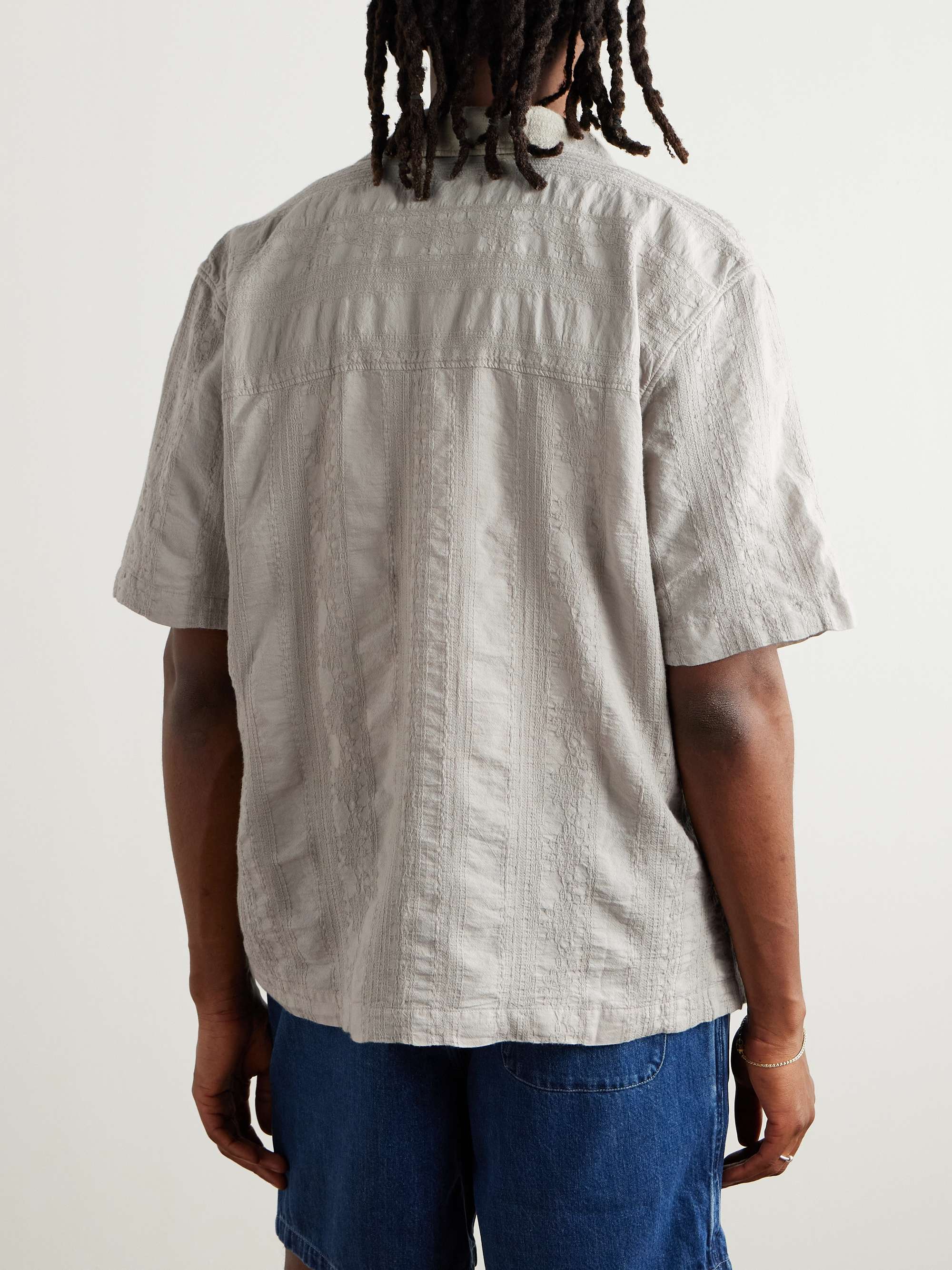 Camp-Collar Embroidered Cotton-Gauze Shirt view