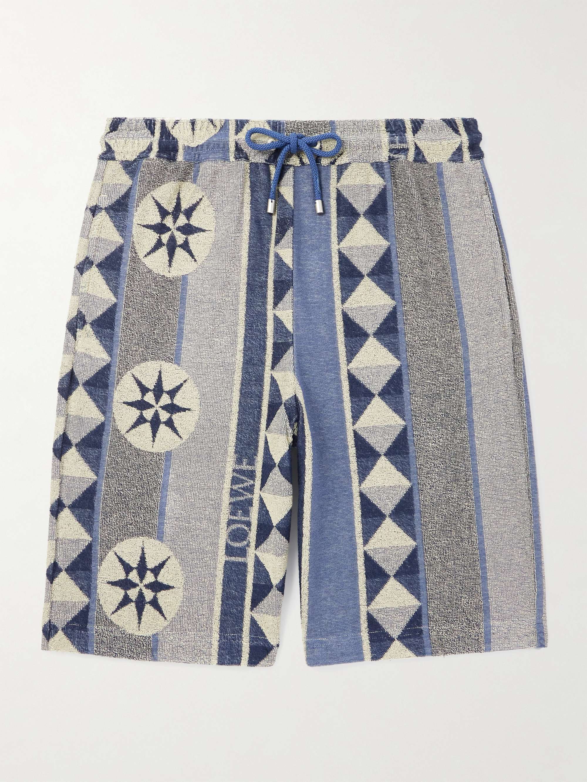 + Paula's Ibiza Wide-Leg Printed Cotton-Blend Terry-Jacquard Shorts hero visual