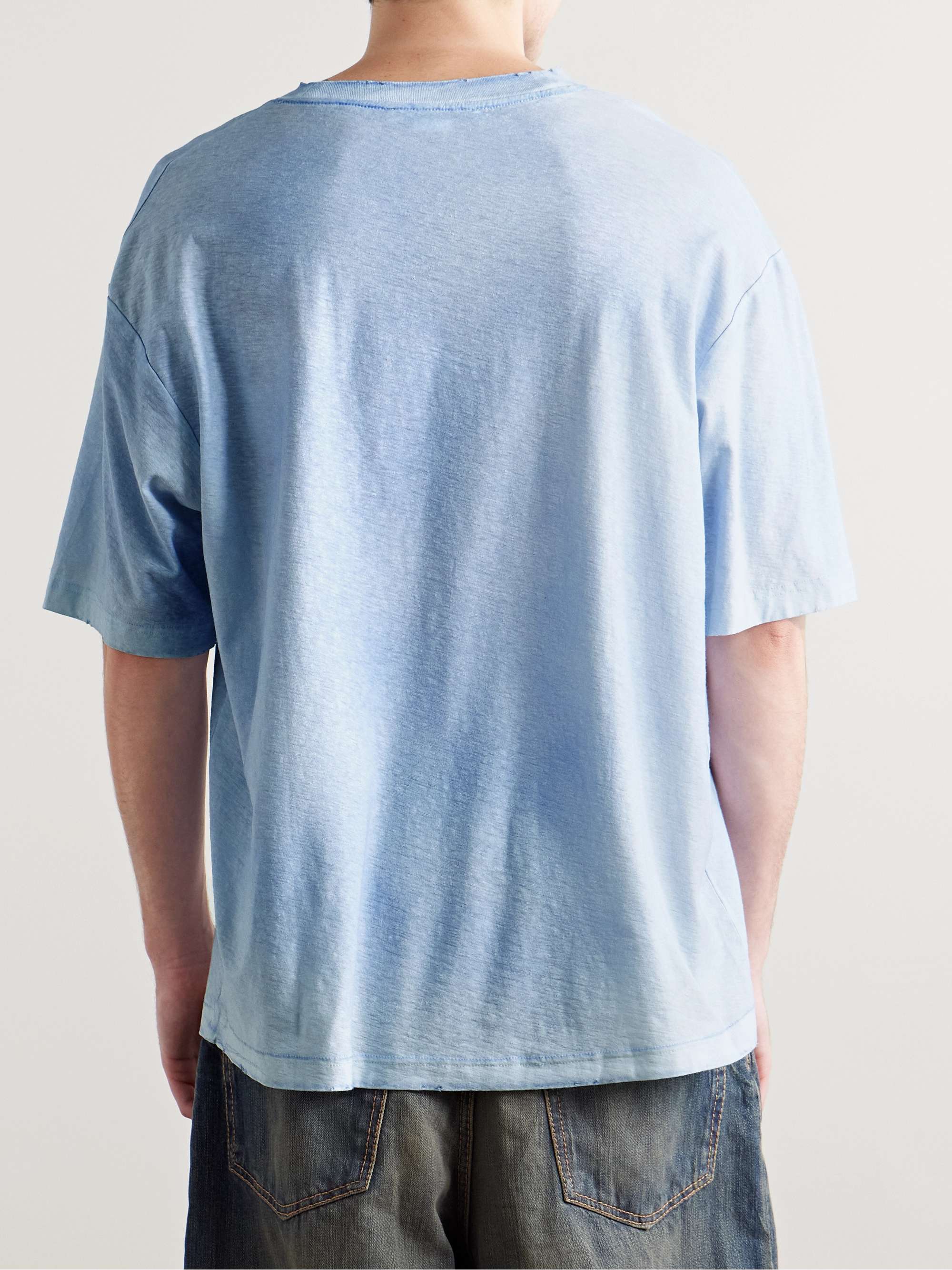 Exford Distressed Logo-Print Cotton and Hemp-Blend Jersey T-Shirt view